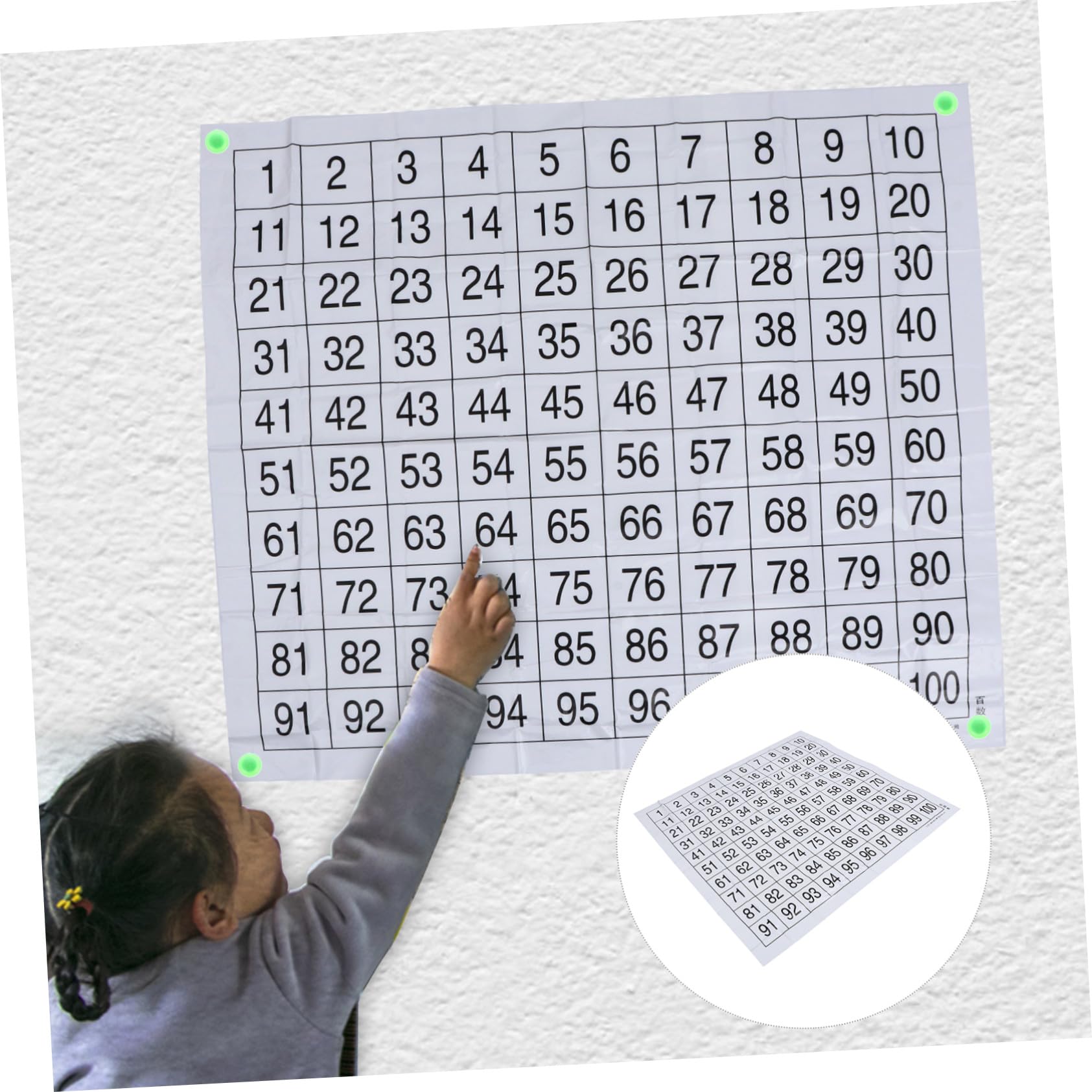 Hemobllo Poster Educativo Numeri da 1 a 100 in Plastica Leggera, Tabella Murale Numeri per Ragazzo Ragazza, Strumento Didattico per Scuola Materna e Apprendimento Precoce