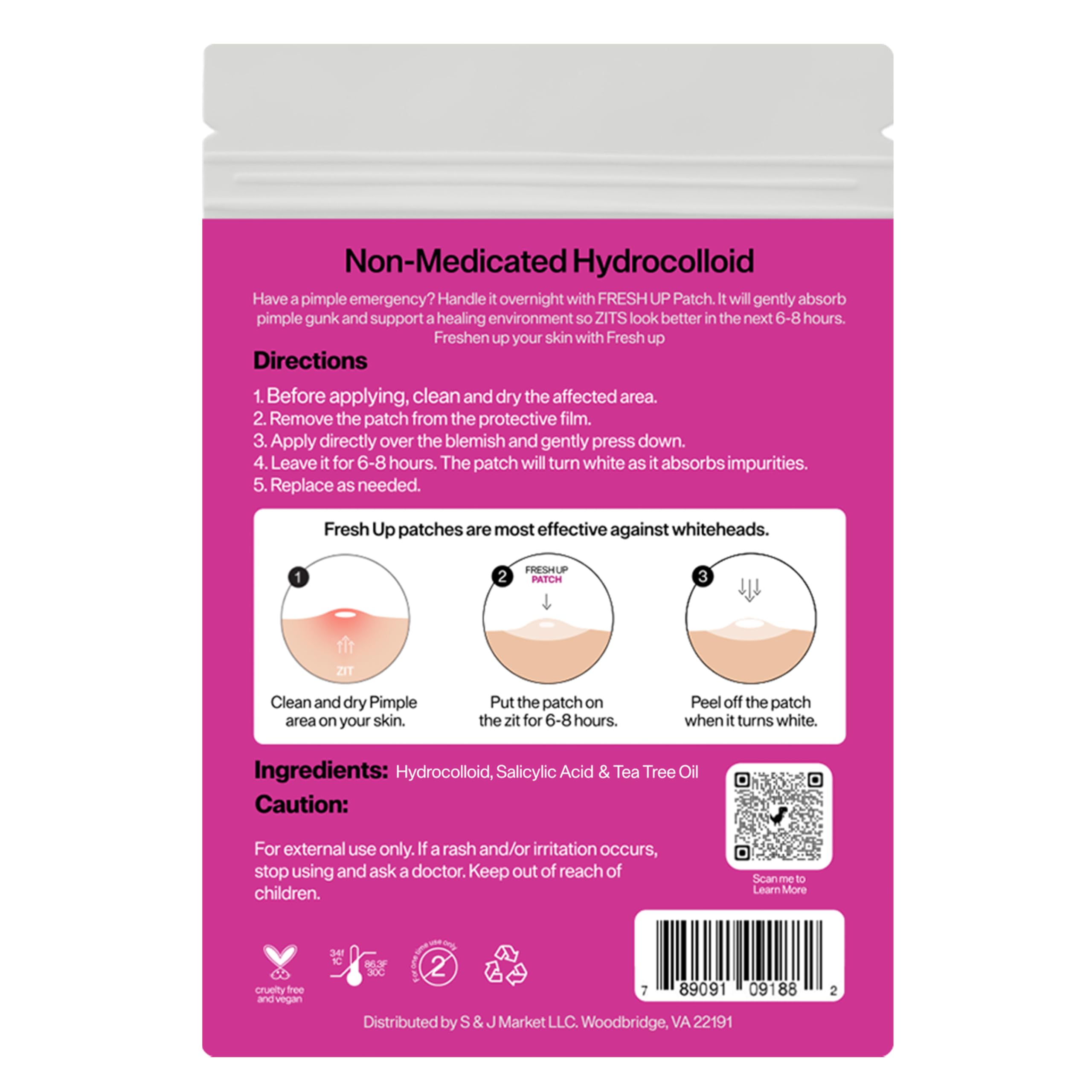 Fresh up™ The Original Pimple Patches Hydrocolloid Salicylic Acid Infused with Tea Tree Oil For Covering Whitehead, Zits and Blemishes with Makeup sponge, 2 Sizes (8mm & 12mm), 216 Count
