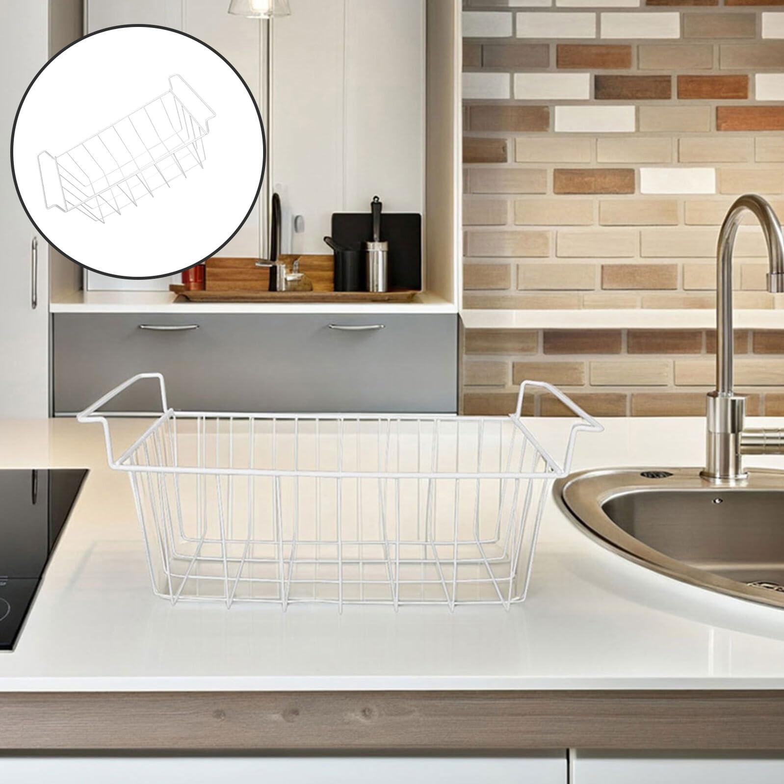 SHINEOFI Cesta Metálica para Congelador Organizador Colgante con Separadores y Asas Estante para Almacenamiento de Alimentos Congeladores y Frigoríficos