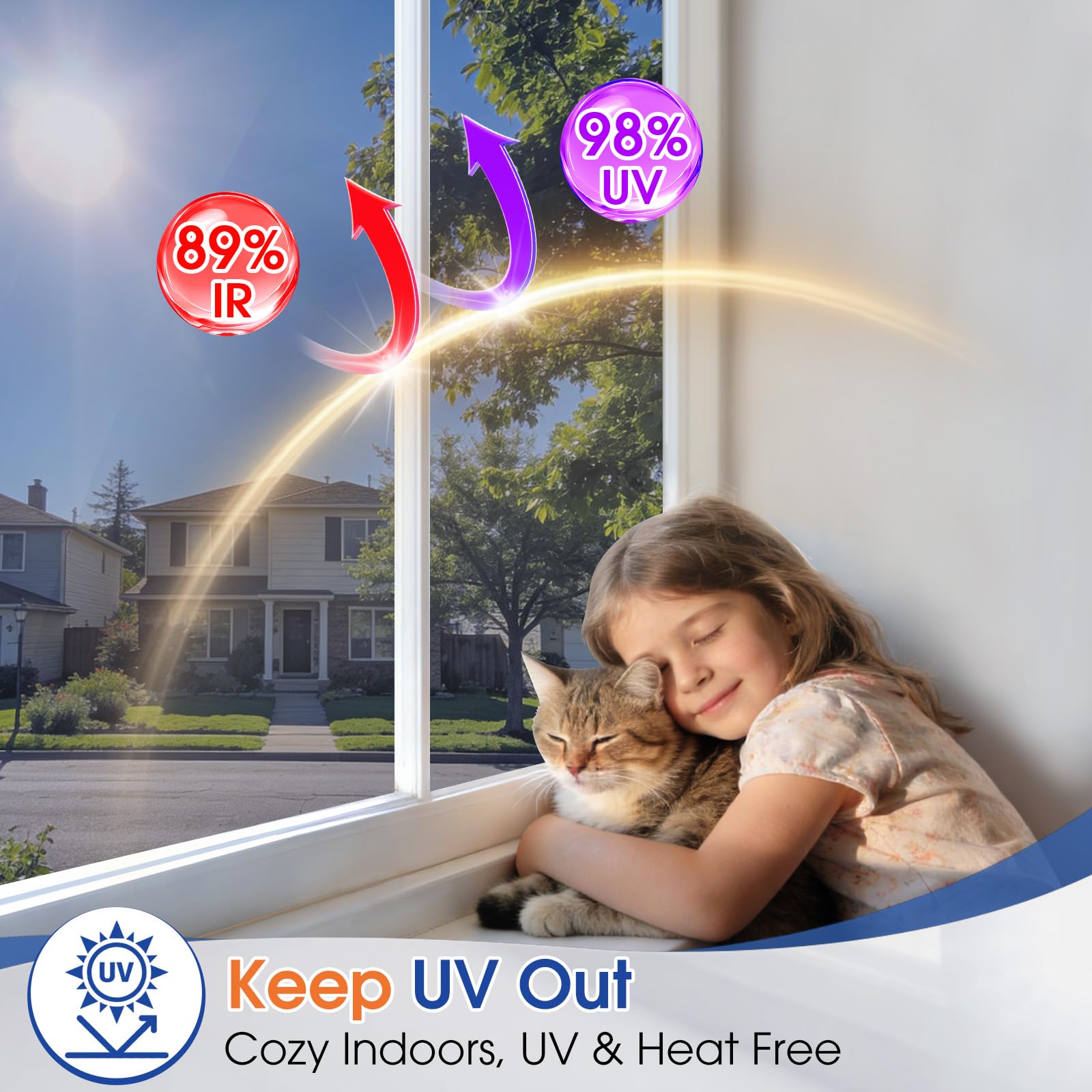 Lifetree Reflektierende Fensterfolie, Sichtschutz, Sonnenschutz, Blau, 90 x
