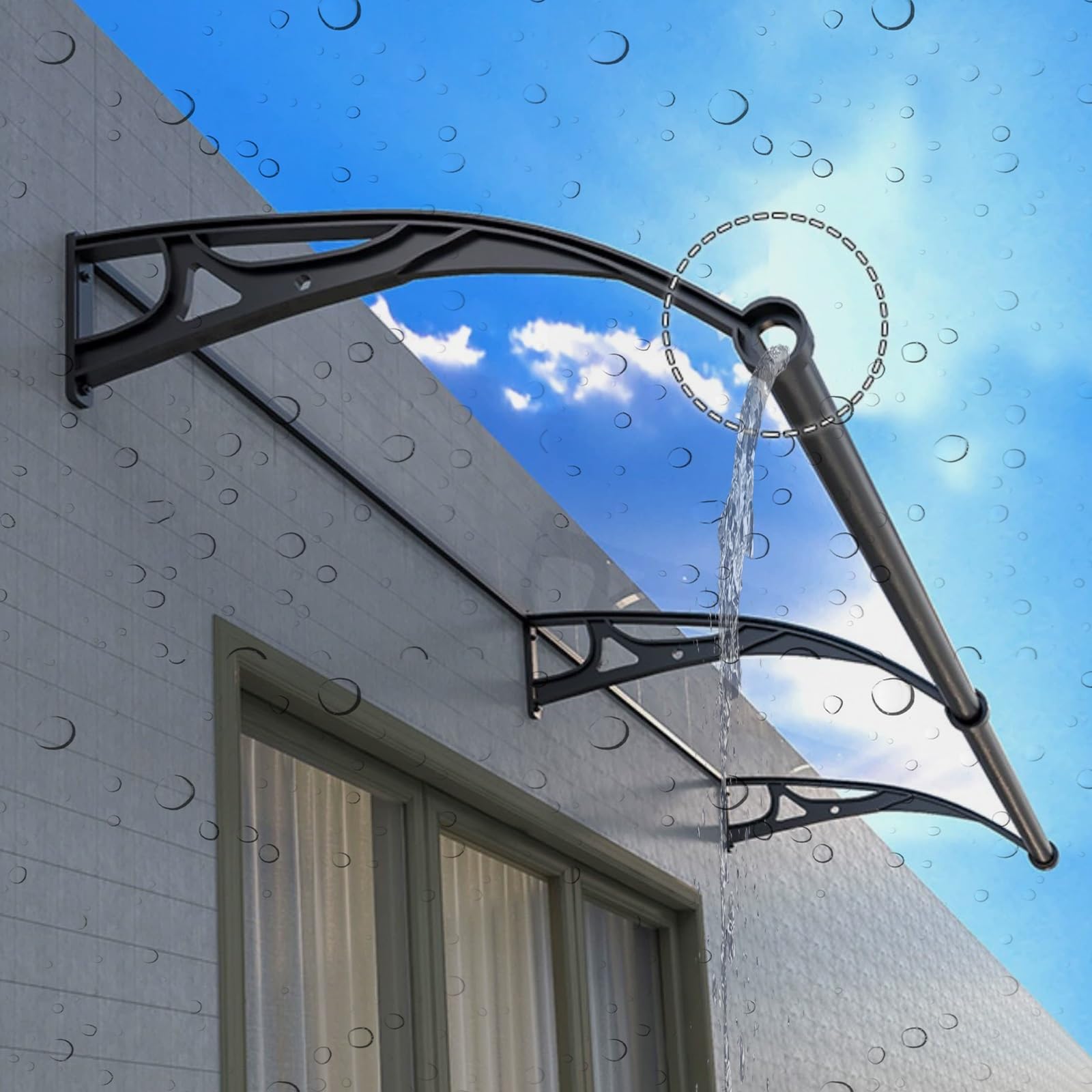Auvent de porte d'entrée de maison pour rester au sec sous la pluie sur votre patio