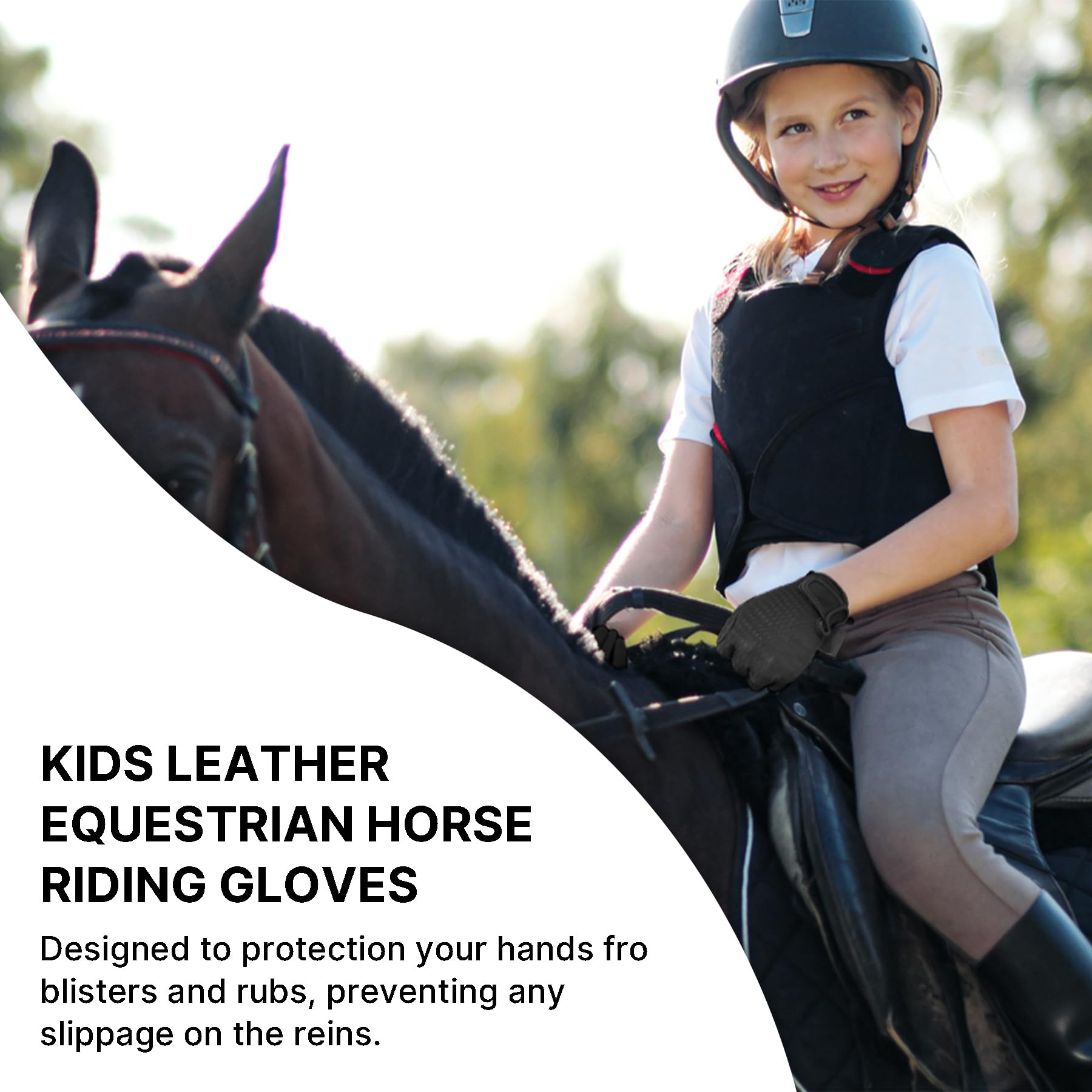 Thapower Guantes de equitación de cuero para niños, guantes de equitación para niños y jóvenes