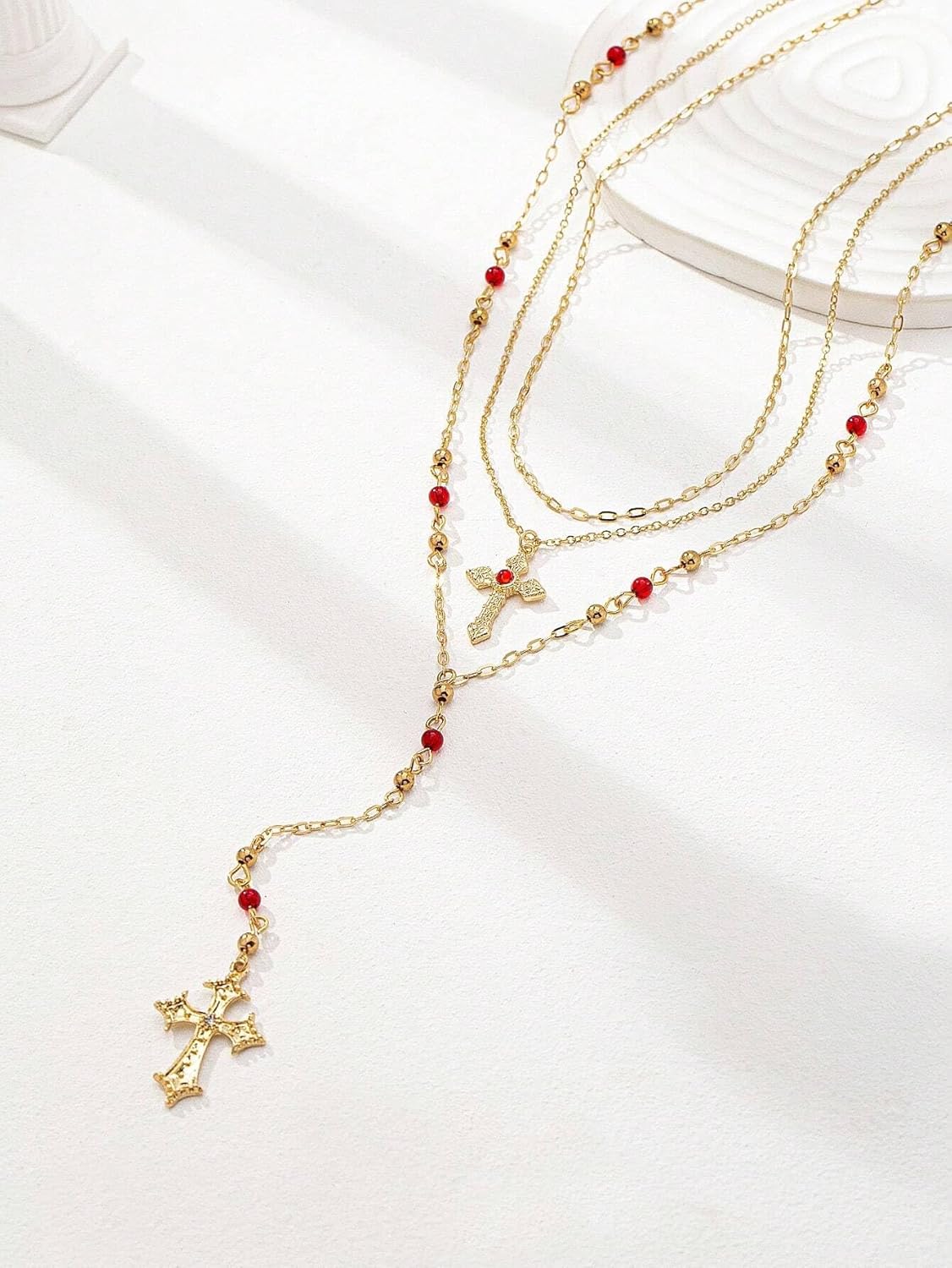 Gold Cross Necklaces for Women Layered Cross Pendant Necklace Long Chain Necklace Dainty Chain Jewelry Gift for Women - Image 5