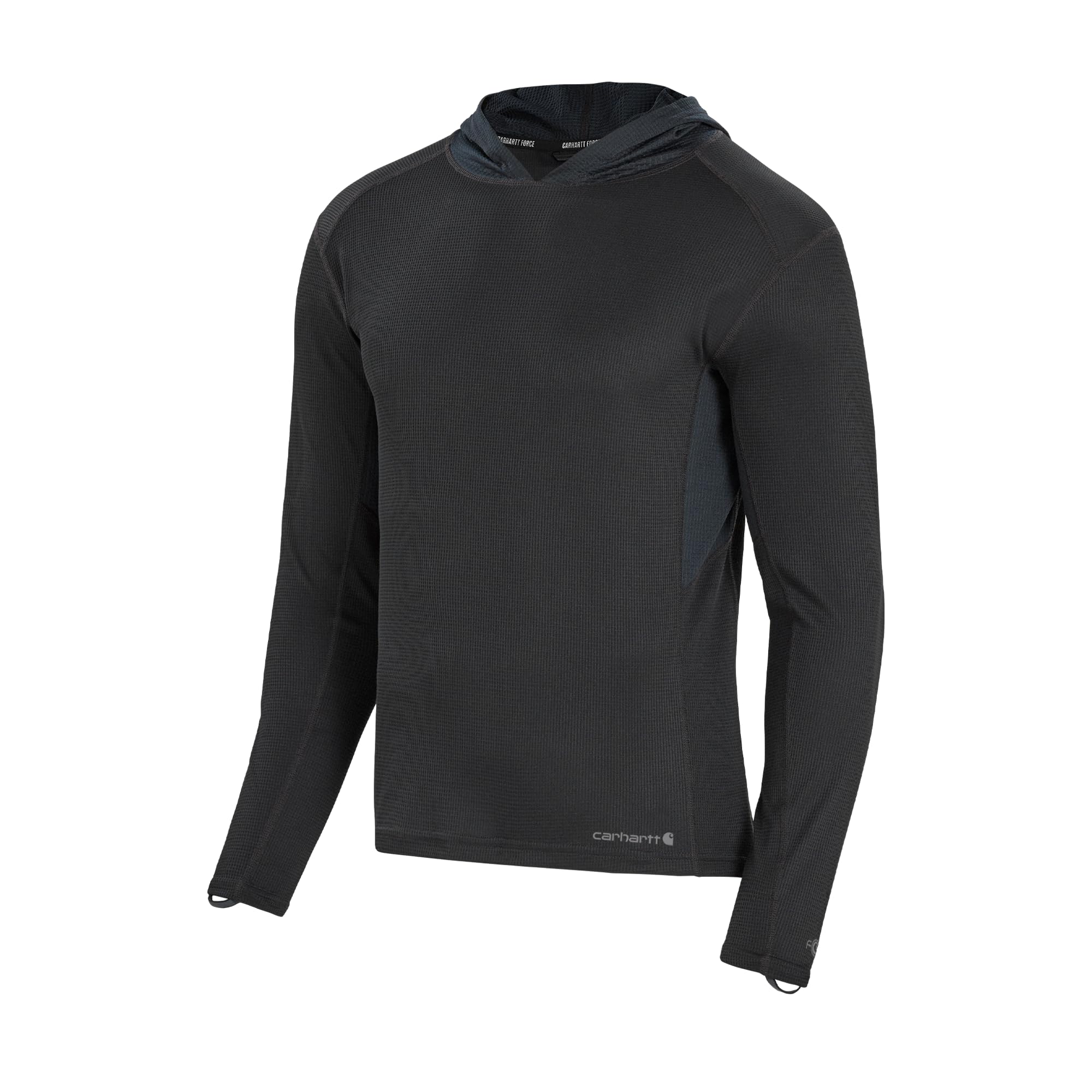 Carhartt Men's Force Midweight Micro-Grid Base Layer Hoodie, Black, M