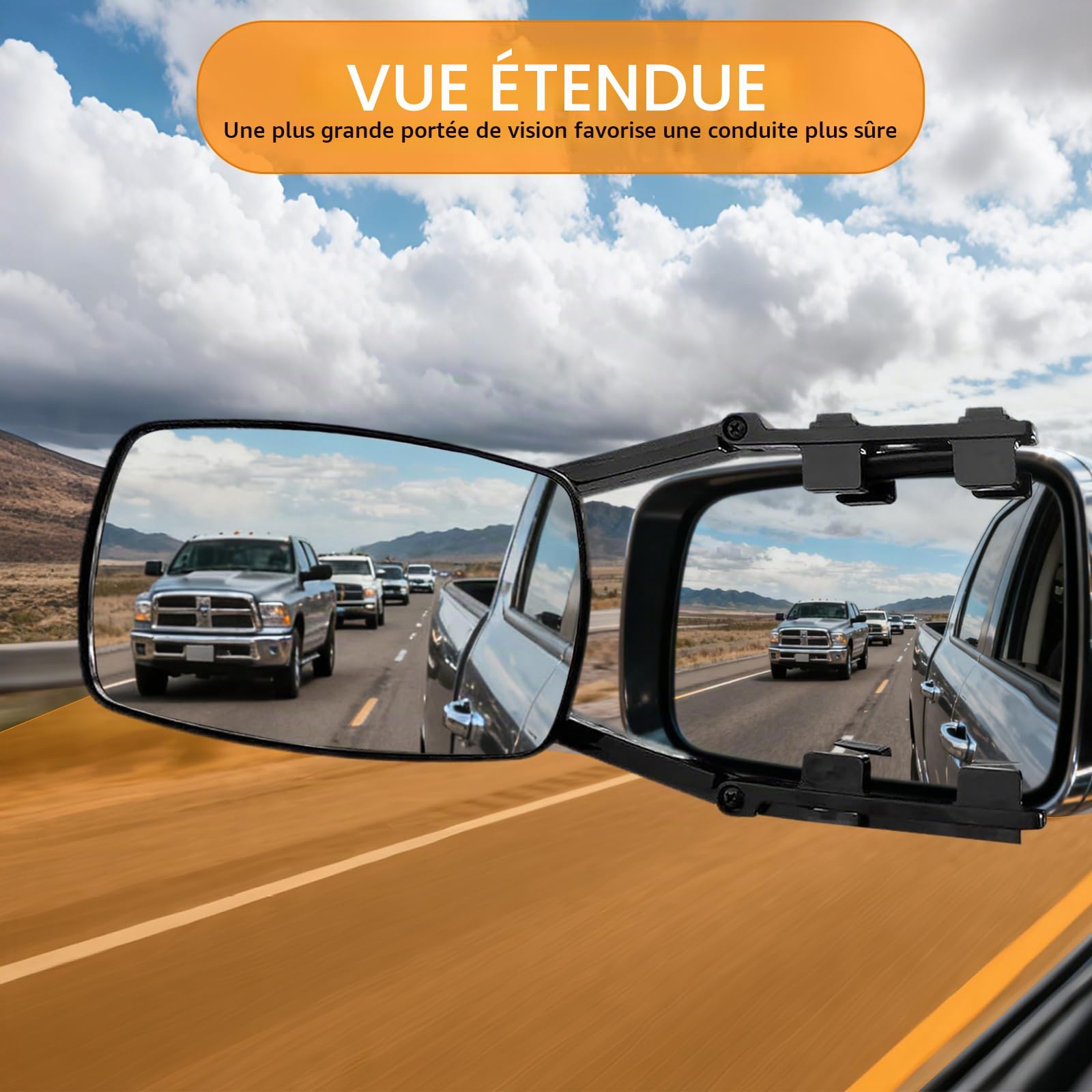Jeu 2 Rétroviseurs Universels pour Caravane et Remorquage, Rétroviseur d'extension Extérieurs Réglable - Compatibles avec Tous les Types de Véhicules Courants