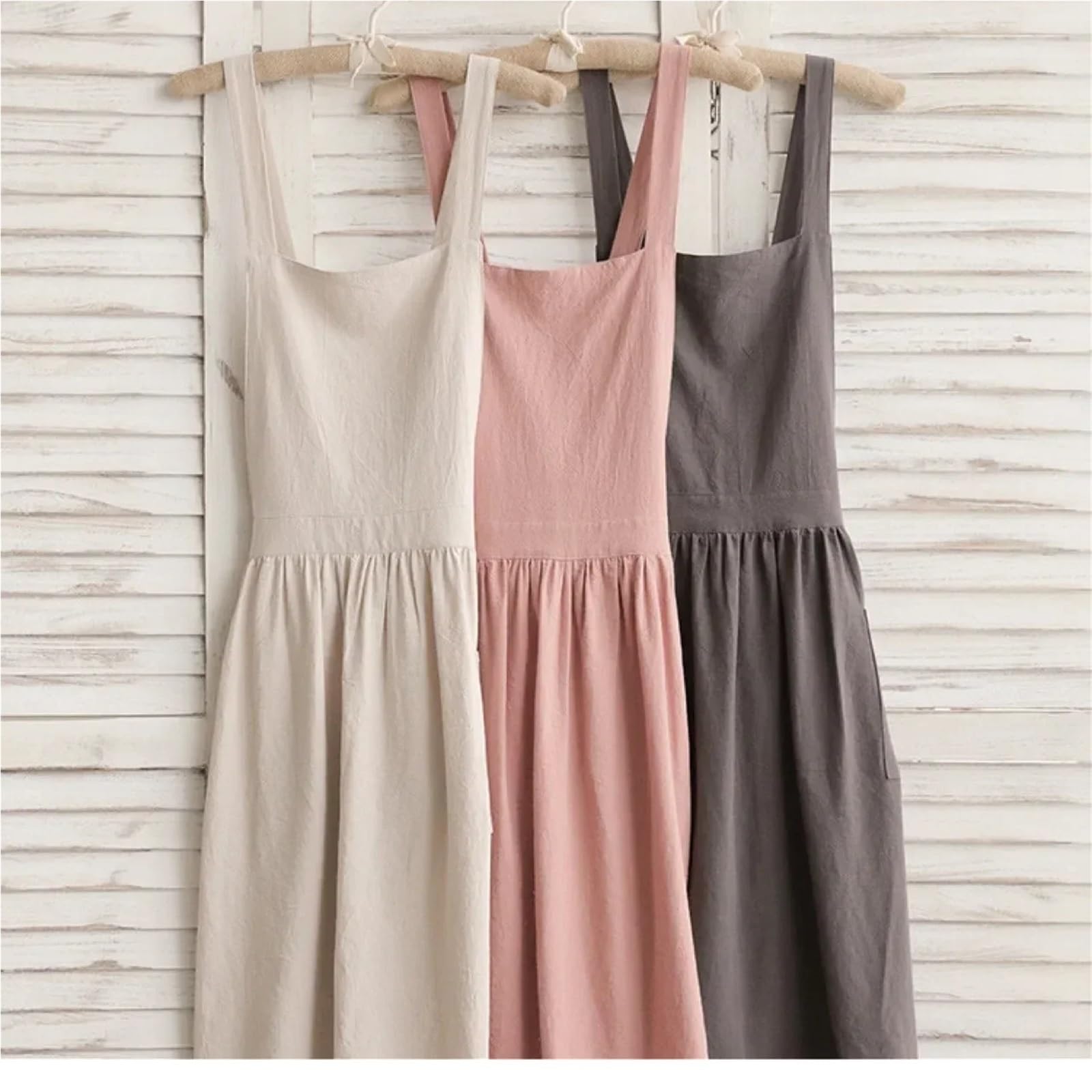 Delantal minimalista de lino y algodón, vestido trabajo, delantal cocina, viajero temperamento for restaurante hecho a mano, 2 uds para Cocinar, Restaurante