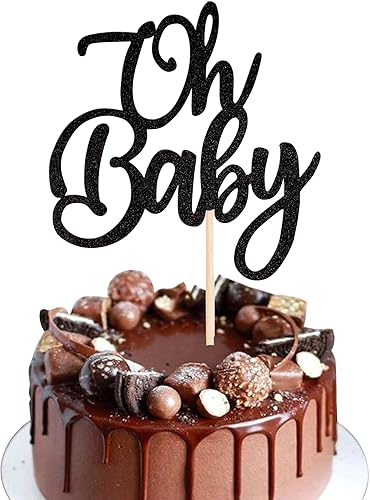 Miniatura 8 de 1 paquete de decoración de pastel Oh Baby con purpurina para fiesta de revelación de género, decoración de pastel de baby shower, decoración para