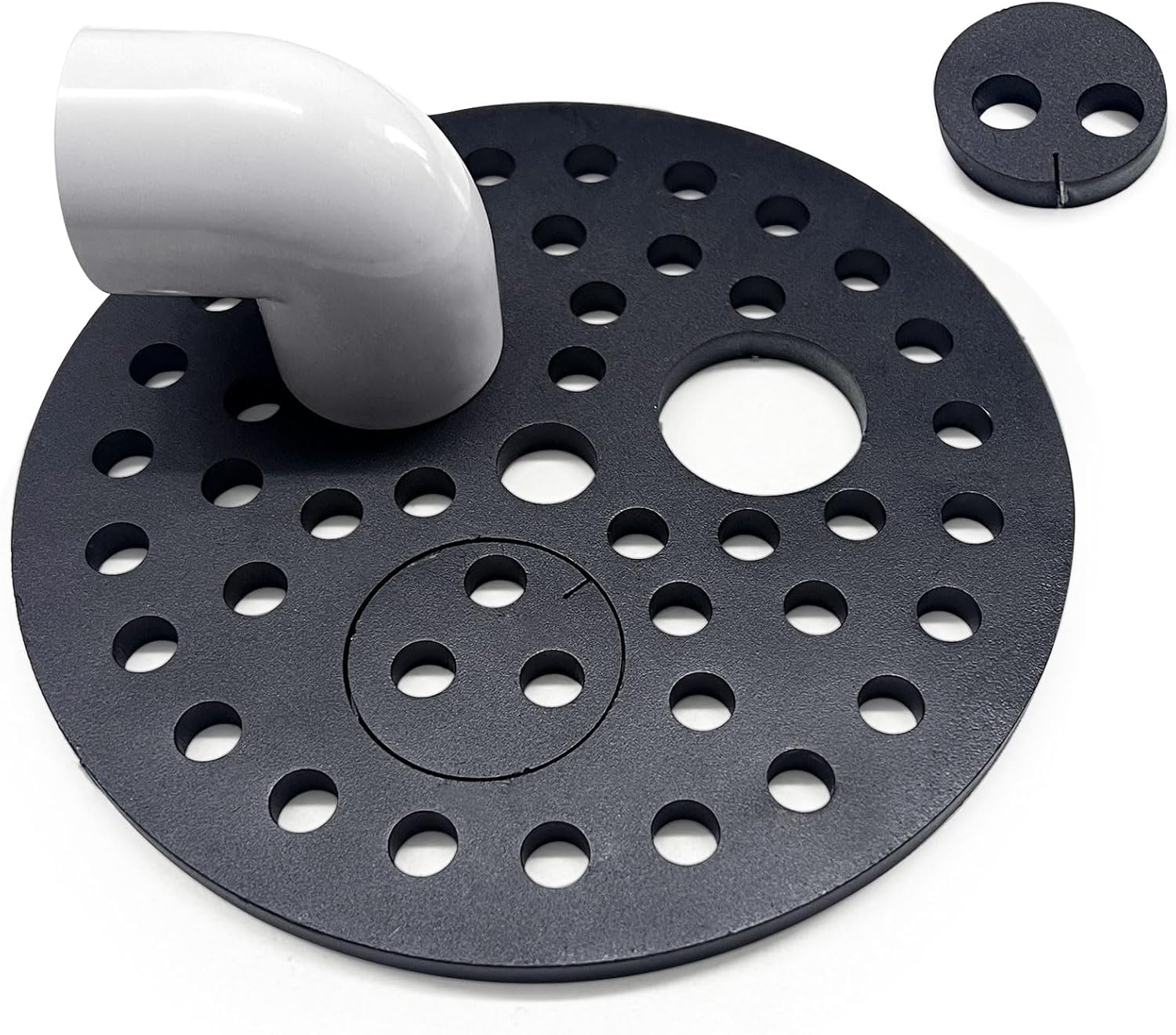 Baudelun 8 inch Drain Cover with Integrated Ports, Floor Drain with Removable Round Disc, 8" Garage Drain Cover Replacement Solution, Floor Strainer, 1PCS
