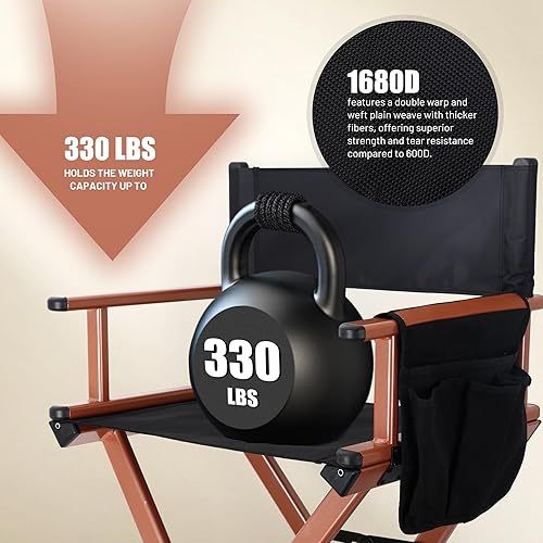 Miniatura 4 de Silla de directores de 30 pulgadas de altura, silla plegable de maquillaje, con cubierta de lona de repuesto, reposapiés portátil, soporta 250