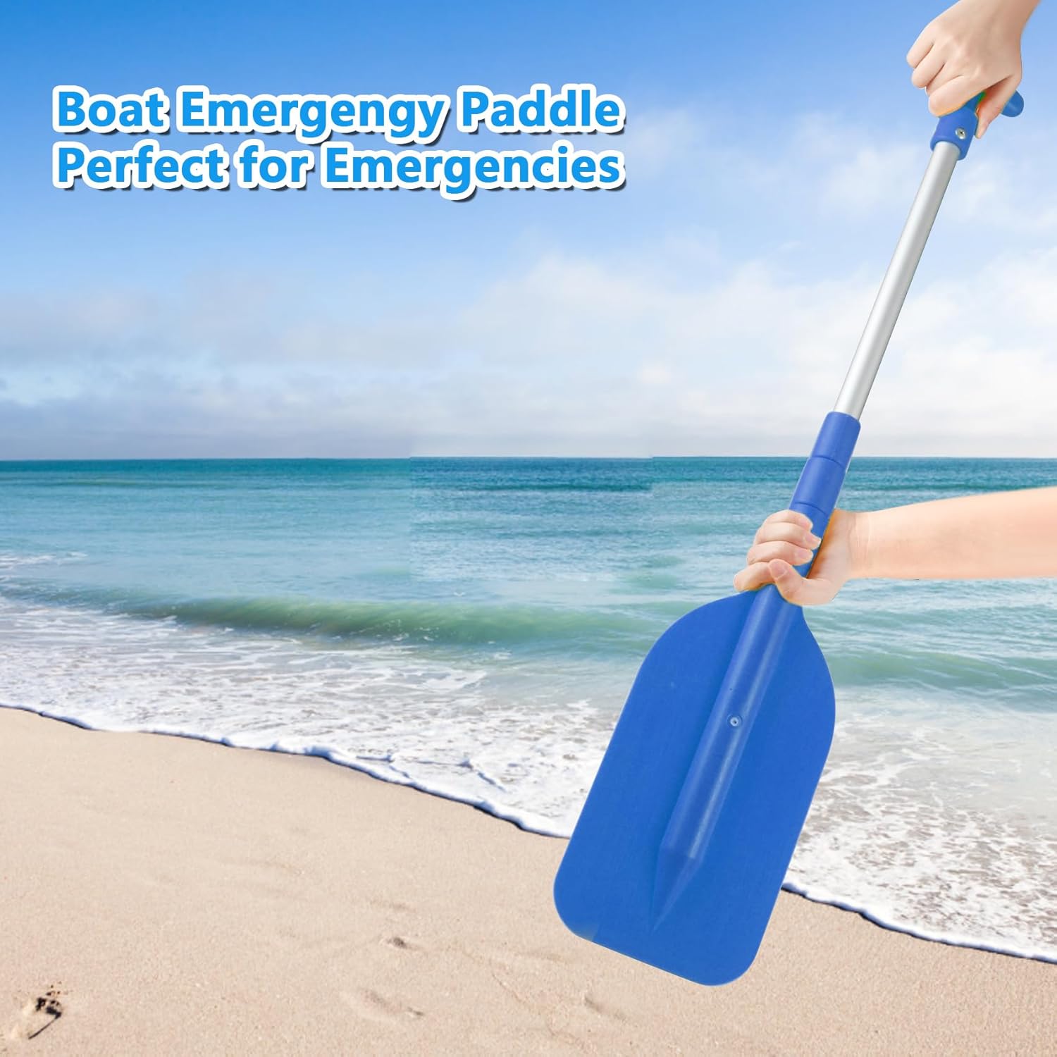 DEDU Boat Paddle Telescoping 2 Pack, Boat Oars Collapsible Emergency Paddle 21"-43" Adjustable, Telescoping Canoe Paddle Aluminum Shaft Anti Slip for Kids and Adults
