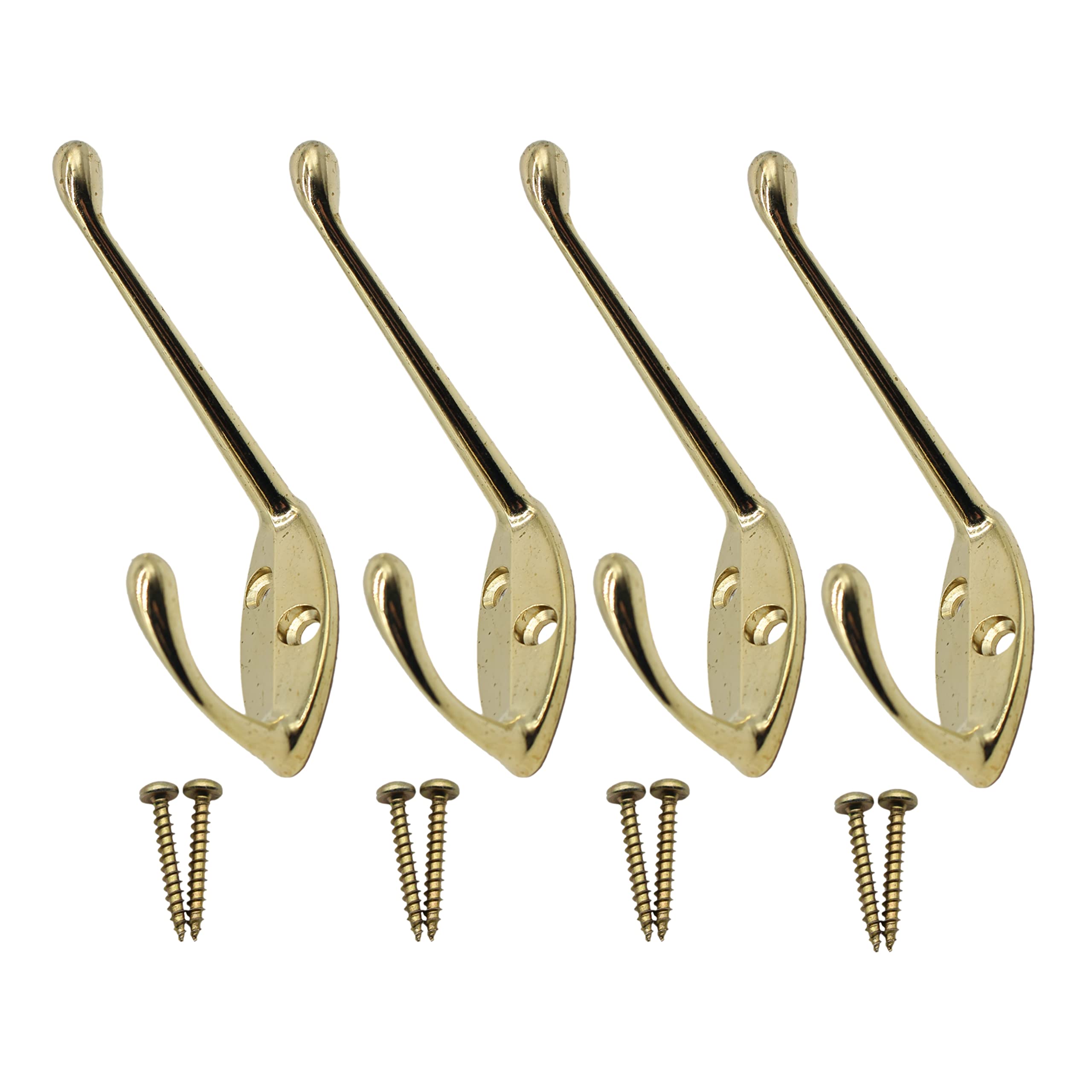 Eai Brass Hat And Coat Hook For Coats Bath Towels 68X18mm Pack Of 4 (Brass)