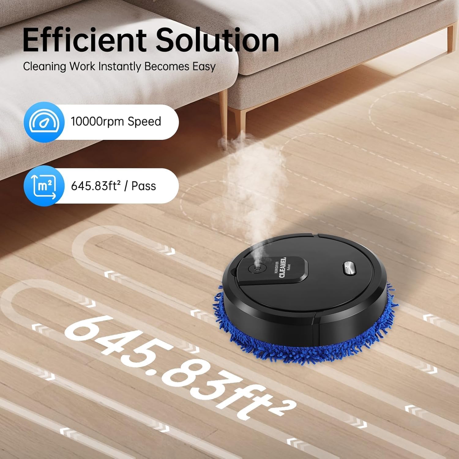 Robot Vacuum and Mop Combo, 2 in 1 Strong Suction Vacuum Robot mop Advanced Obstacle Avoidance, Aspiradora Robot Slim Design, Ideal for Pet Hair Hard Floor and Daily Cleaning（Black）