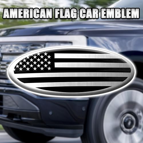 Miniatura 9 de Emblema superpuesto para Ford de 9 pulgadas, emblemas de decoración de automóvil de rejilla delantera ovalada de aluminio, bandera estadounidense