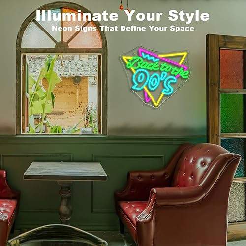 Miniatura 4 de Letrero de neón de Back To The 90'S - Letrero LED de neón para decoración de pared y decoración de fiestas, perfecto para suministros de fiesta de