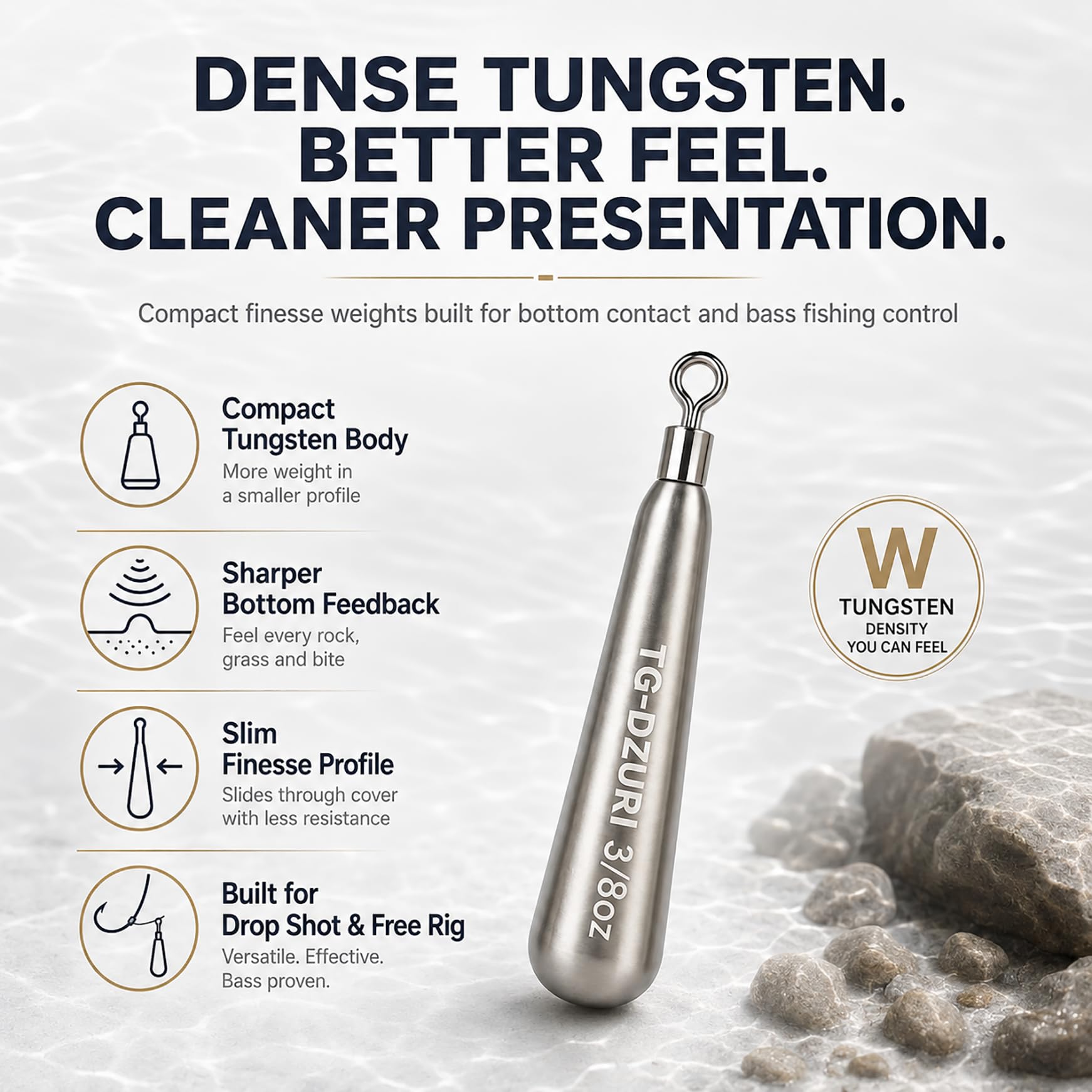 Pesi a goccia in tungsteno per pesca alla spigola, per pesca al tungsteno, con occhiello rotondo, sottile, ad alta sensibilità, dimensioni stampate, 3 colori, 3,5 g a 28,3 g