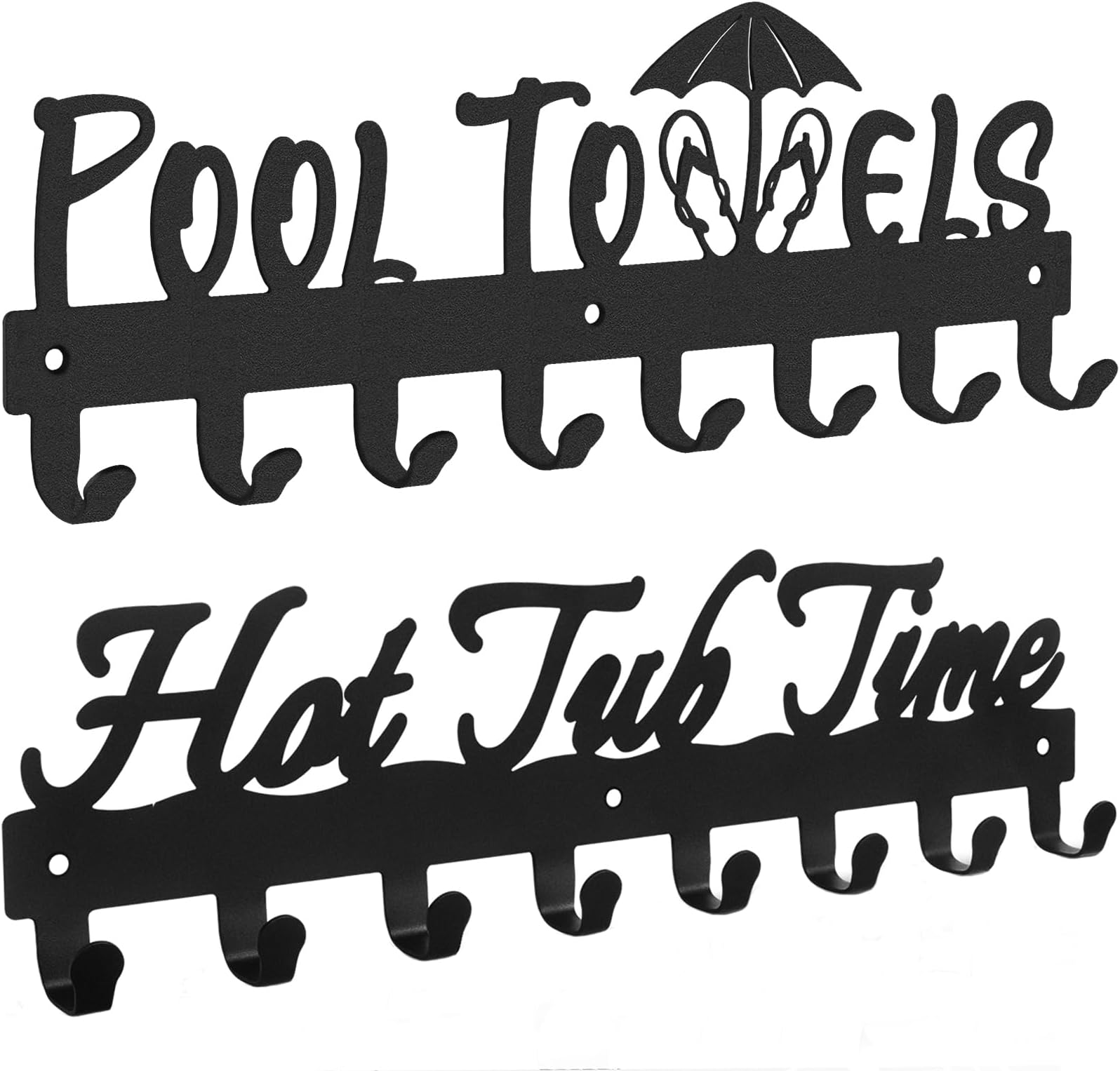 IBosinsPool Towel Rack Outdoor (Black) + Hot Tub Towel Rack (Black)