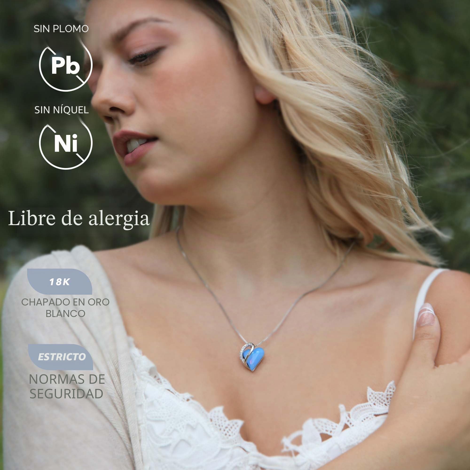 Leafael Infinito Amor Corazón Collar Mujer, Piedra de nacimiento colgante mujer con cristales curativos, Joyería regalos originales para mujer, Collares mujer Plate con Extensor de cadena 18+2