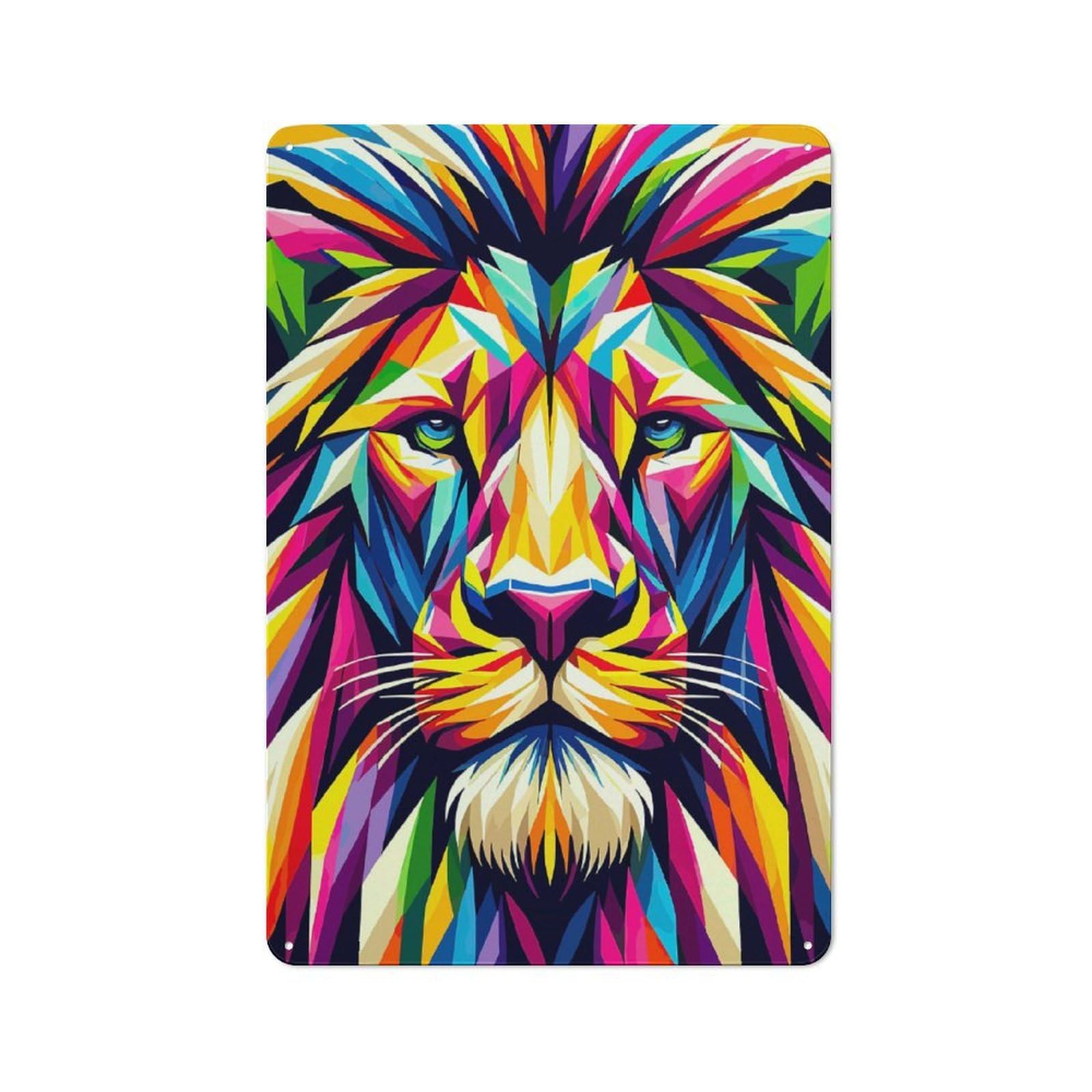 Junmoney Lion Wpap Pop Art Retro-Style Tin Sign 30X20cm For Guest Room Or Hallway, For An Autumn Update To Guest Room And Hallway