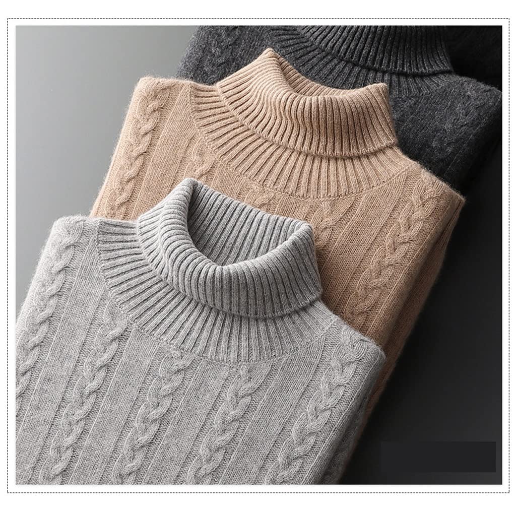 HIHELO Maglione Casual da Uomo Maglione di Cashmere a Collo Alto Ispessito Invernale da Uomo Maglione Caldo di Base in Cashmere Lavorato a Maglia Intrecciata Maglione per Uomo (Color : B, Size : S)