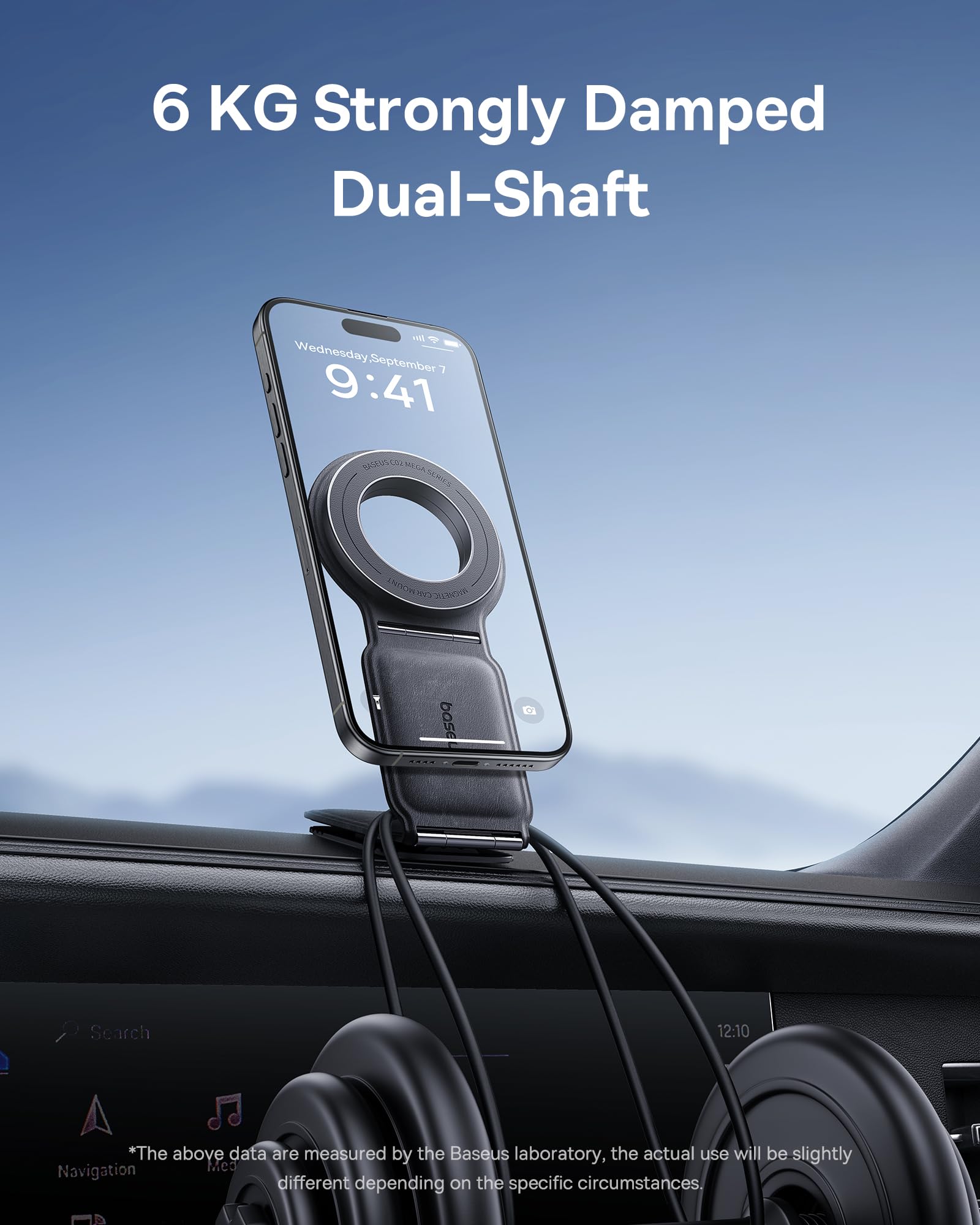 Baseus C02 Mega Supporto magnetico per telefono auto 【Supporto per telefono da auto girevole a 360°, supporto per telefono da auto unico per iPhone 15 Pro Max, ecc