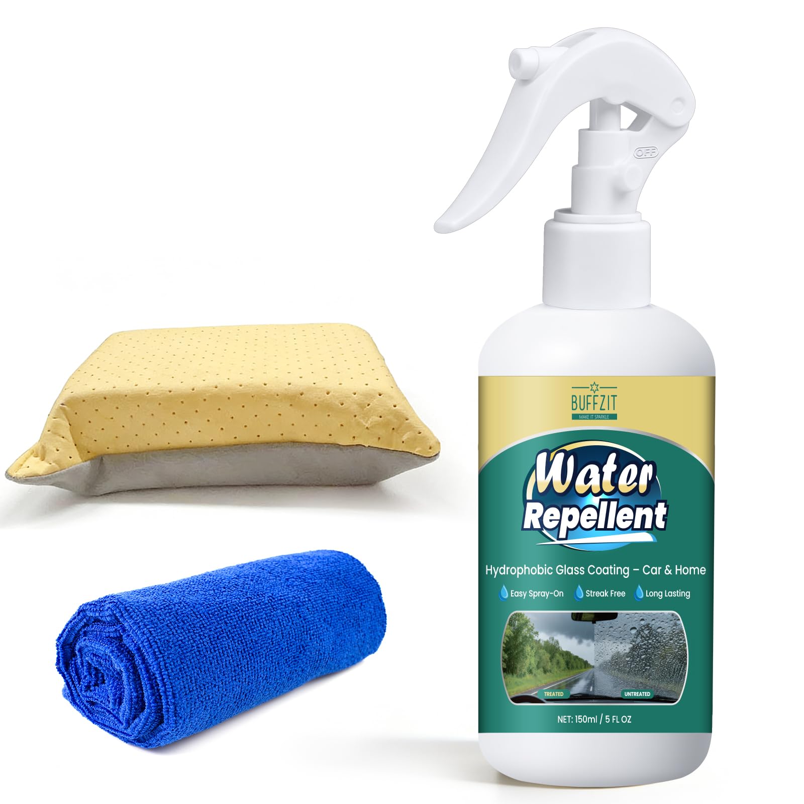 Glass Water Repellent Spray - Hydrophobic Rain Repellent for Car Windshield, Shower Doors, Windows & Mirrors - Long-Lasting Waterproof Treatment, Streak-Free Vision, Prevents