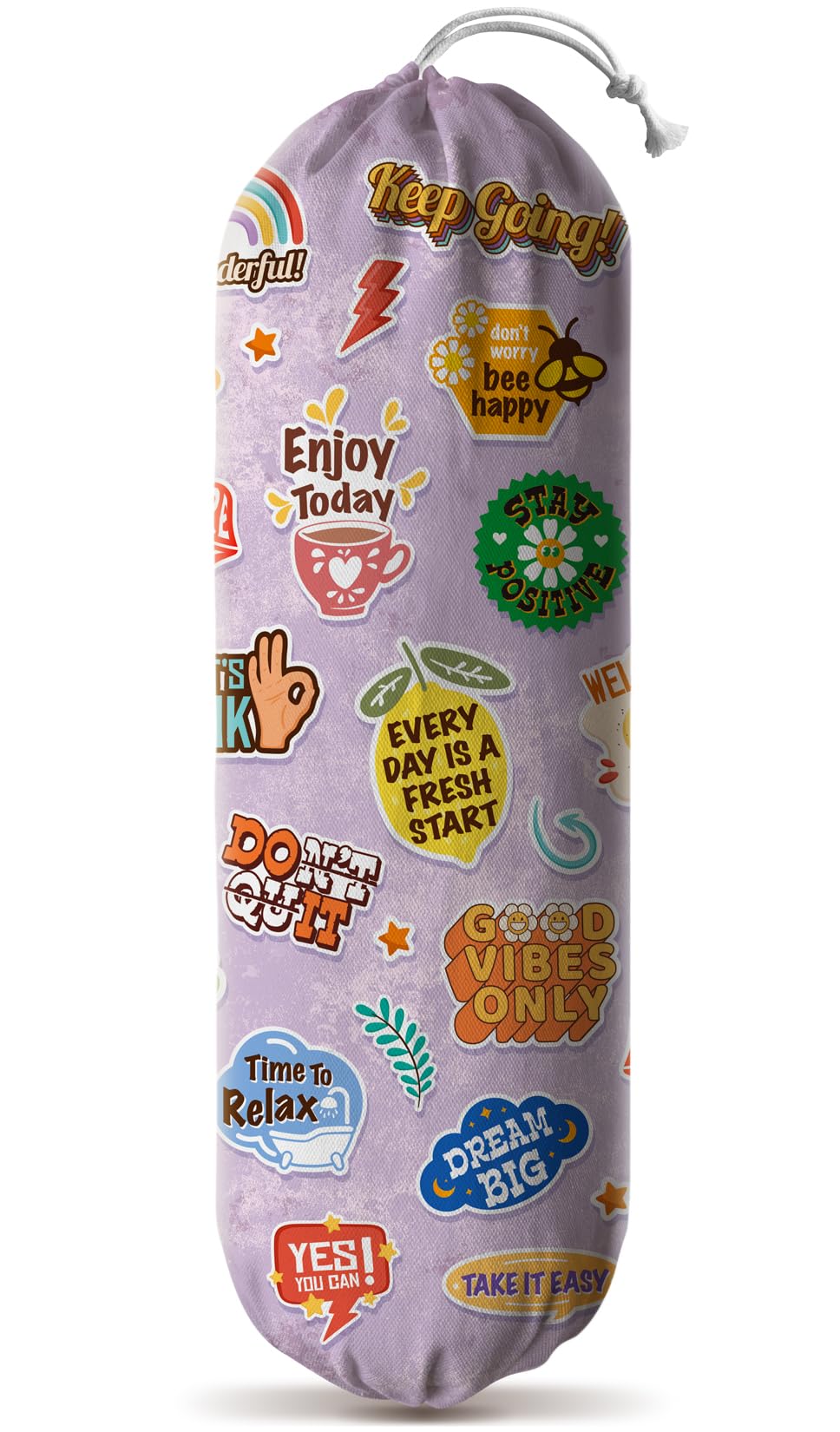 Hglian Plastic Bag Holder,Cute Grocery Bags Holder Organizer with Uplifting Messages for Life,Inspirational Positive Affirmation Quote Bag