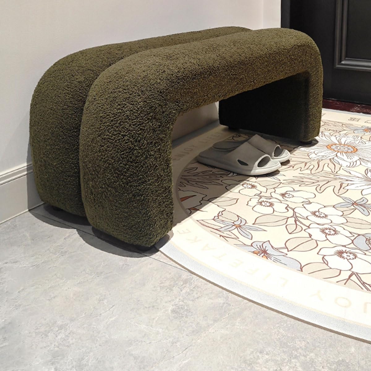 MSHGSKU Modern Shoe Bench for Entryway & Bedroom - 31.5" Footstool for Hallway Living Room Makeup Room - No Assembly Required (Green)