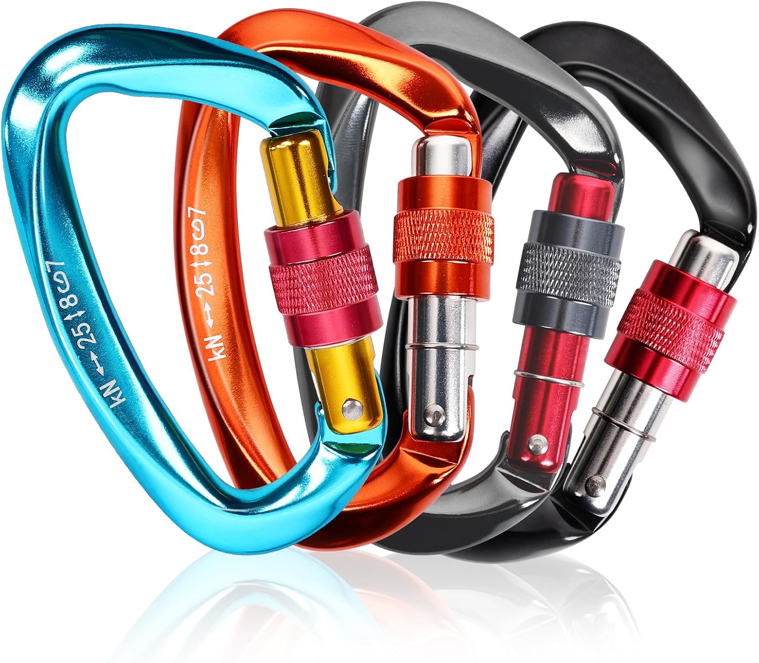 Screw Lock Climbing Carabiner 25KN, Heavy Duty Manual Locking Carabiner 2 Pack with Ergonomic D-Shape, for Rock Climbing, Rescue, Hammock, Aerial Work, Camping