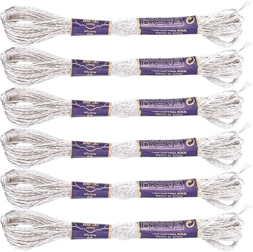 Miniatura 4 de Hilo de bordado plateado metálico para punto de cruz, hilo de coser para bordado y accesorios de costura, 12 unidades