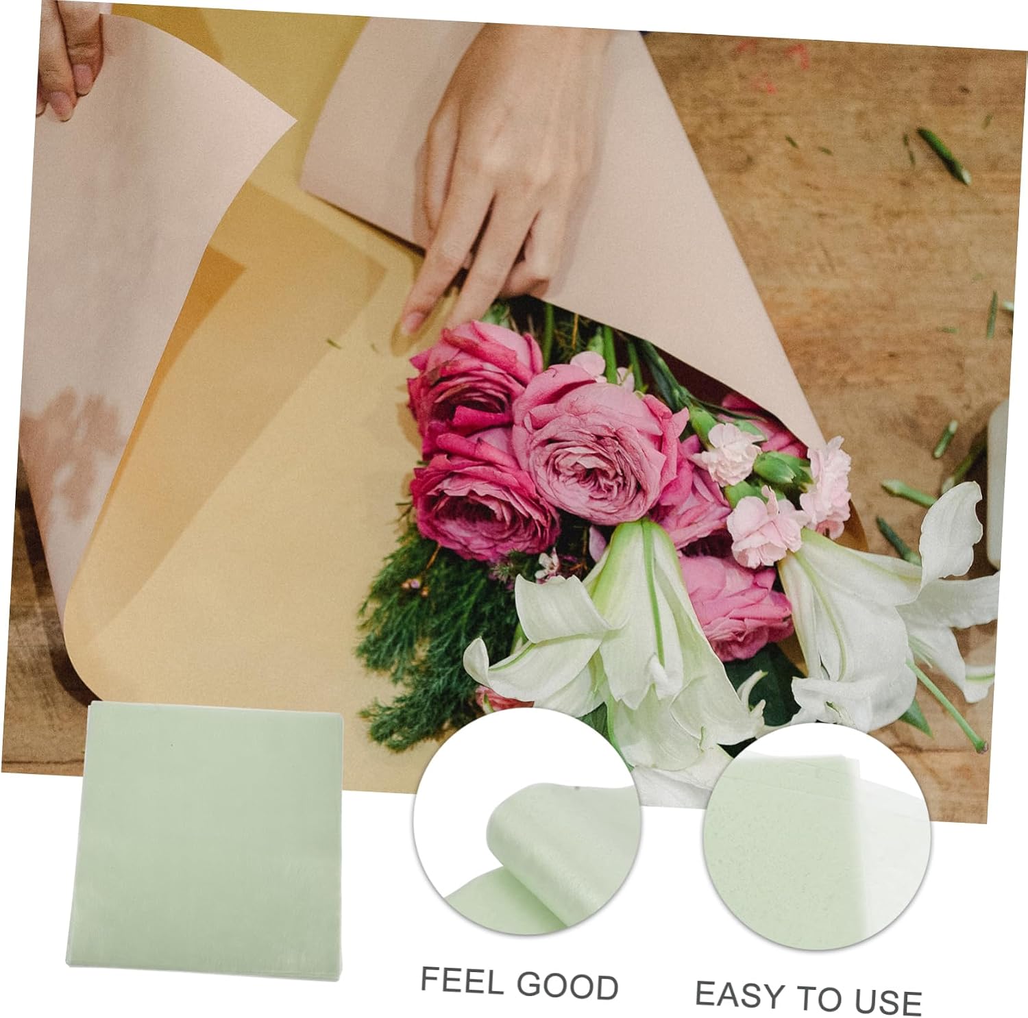 COLLBATH 50sheets Floral Wrapping Paper of Elegant Tissue Paper for Flower Arranging Crafts and Present Packaging Breathable and