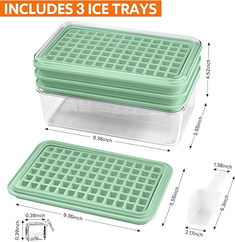 Miniatura 17 de Mini bandeja para cubitos de hielo con tapa y contenedor, 273 bandejas para cubitos de hielo para congelador, molde para cubitos de hielo, moldes