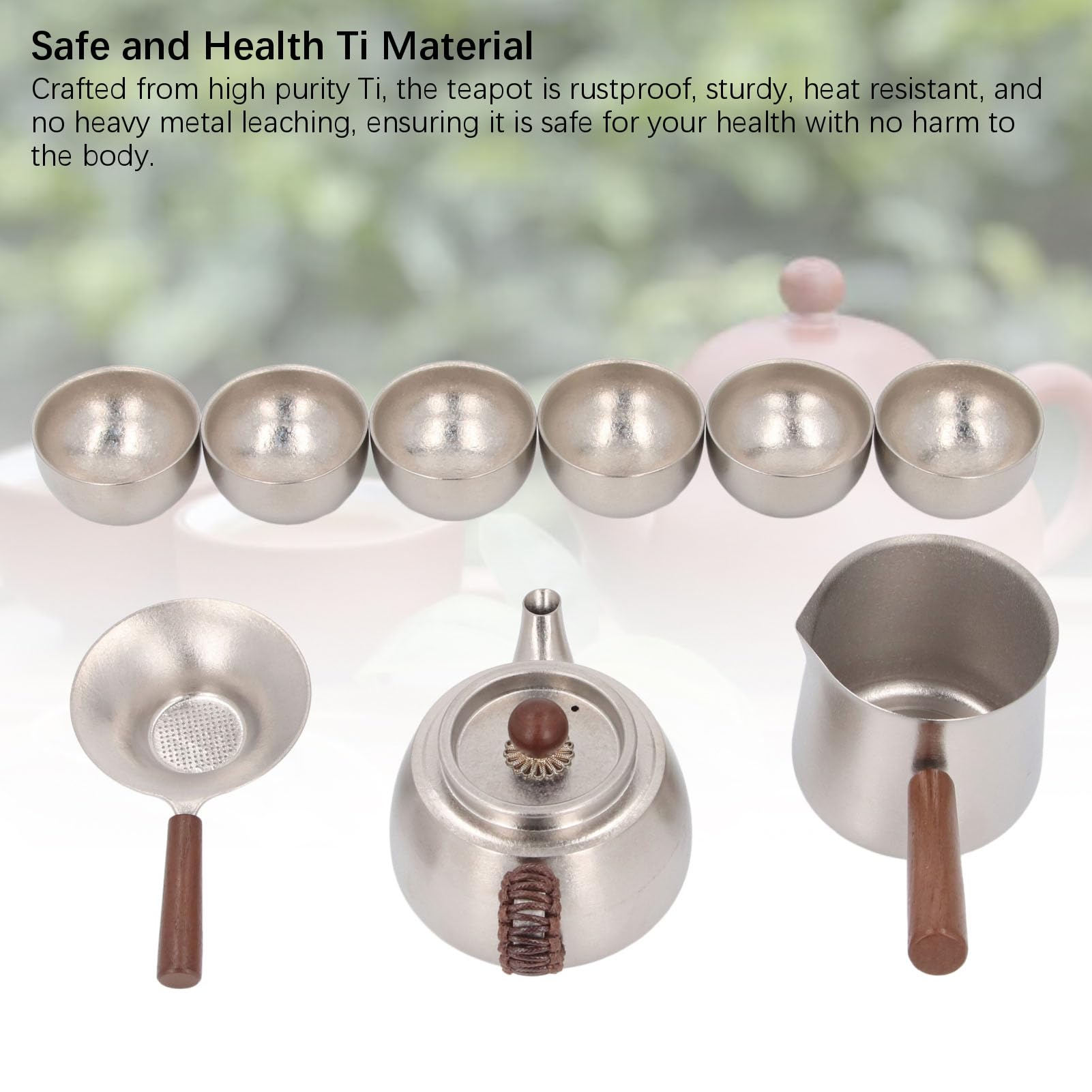 Set teiera Ti con tazze da tè da 45 ml, tazza da portata da 350 ml, teiera termica da 350 ml, filtro, manico antiruggine e resistente al calore per l'home office