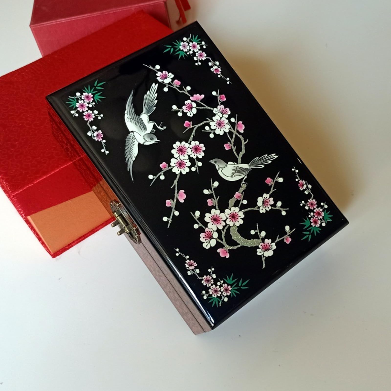 Artistics Lack Schmuck Aufbewahrungsbox, traditioneller Verschluss, Heimdekoration, Organizer, Lackwaren Schmuck Organizer