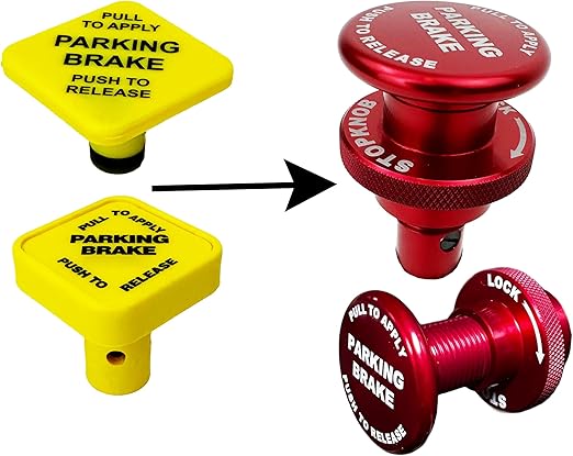 Parking Brake Safety Lock Replaces Class A Motorhome Yellow Air Brake Knob, Air Brake Lock Knob That Prevents Accidental Parking Brake Release. Pets, Kids, Service, or Cleaning., Red, SNAR1