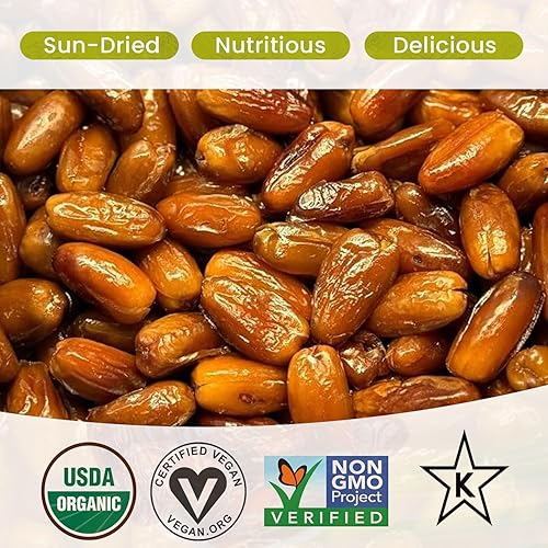 Miniatura 4 de Dátiles orgánicos sin hueso | 100% deglet noor argelino | Certificado orgánico, sin OMG, vegano, kosher, naturalmente dulce y sin gluten, sin azúcar
