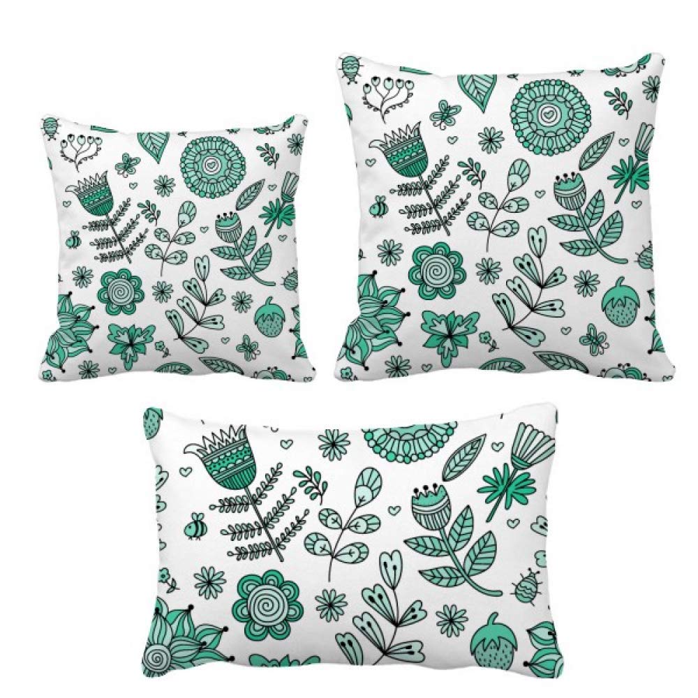 Housse de coussin motif feuilles vertes avec fermeture eclair invisible DIYthinker