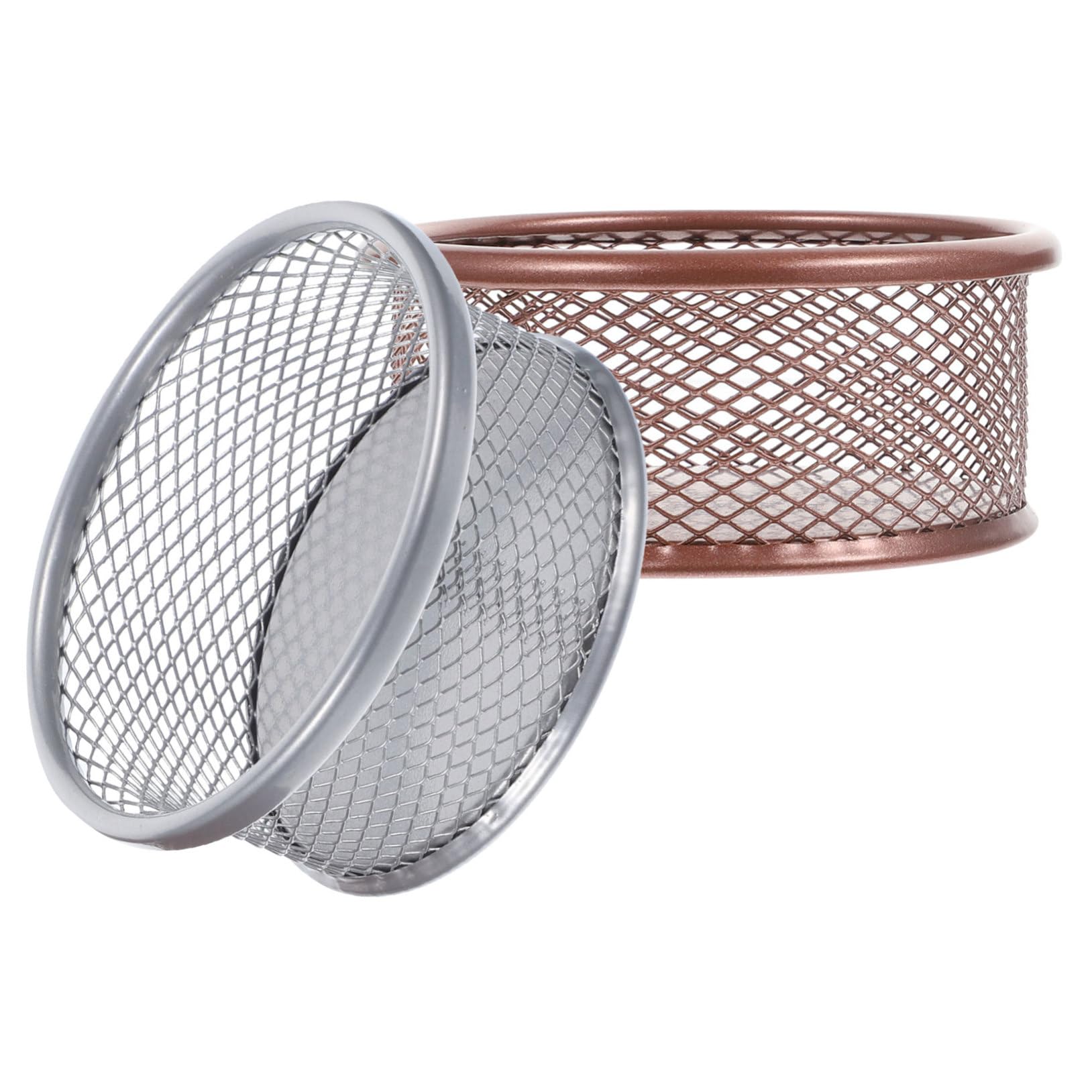 Angoily 2pcs Paperclip Holders for Desk Modern Office Supplies Paper Clip Holder Stationary Paperclip Storage Holder Container Basket Desktop Office Clip Holder Mesh Metal