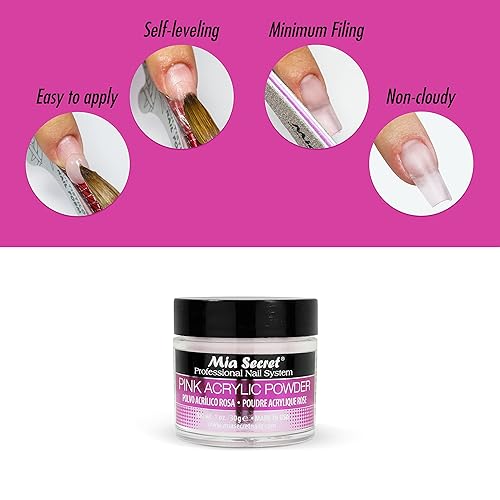 Miniatura 5 de Mia Secret Sistema de uñas acrílicas profesional Polvo acrílico rosa 1 OZ