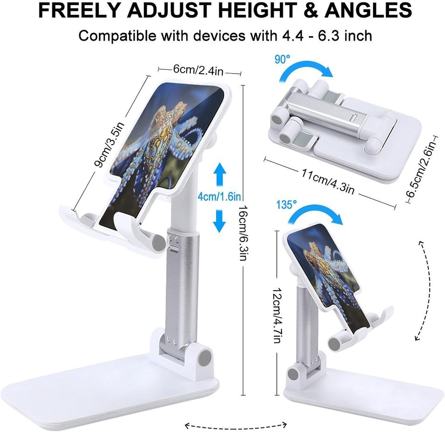 Blue Ringed Octopus Folding Cell Phone Stand for Desk image 2