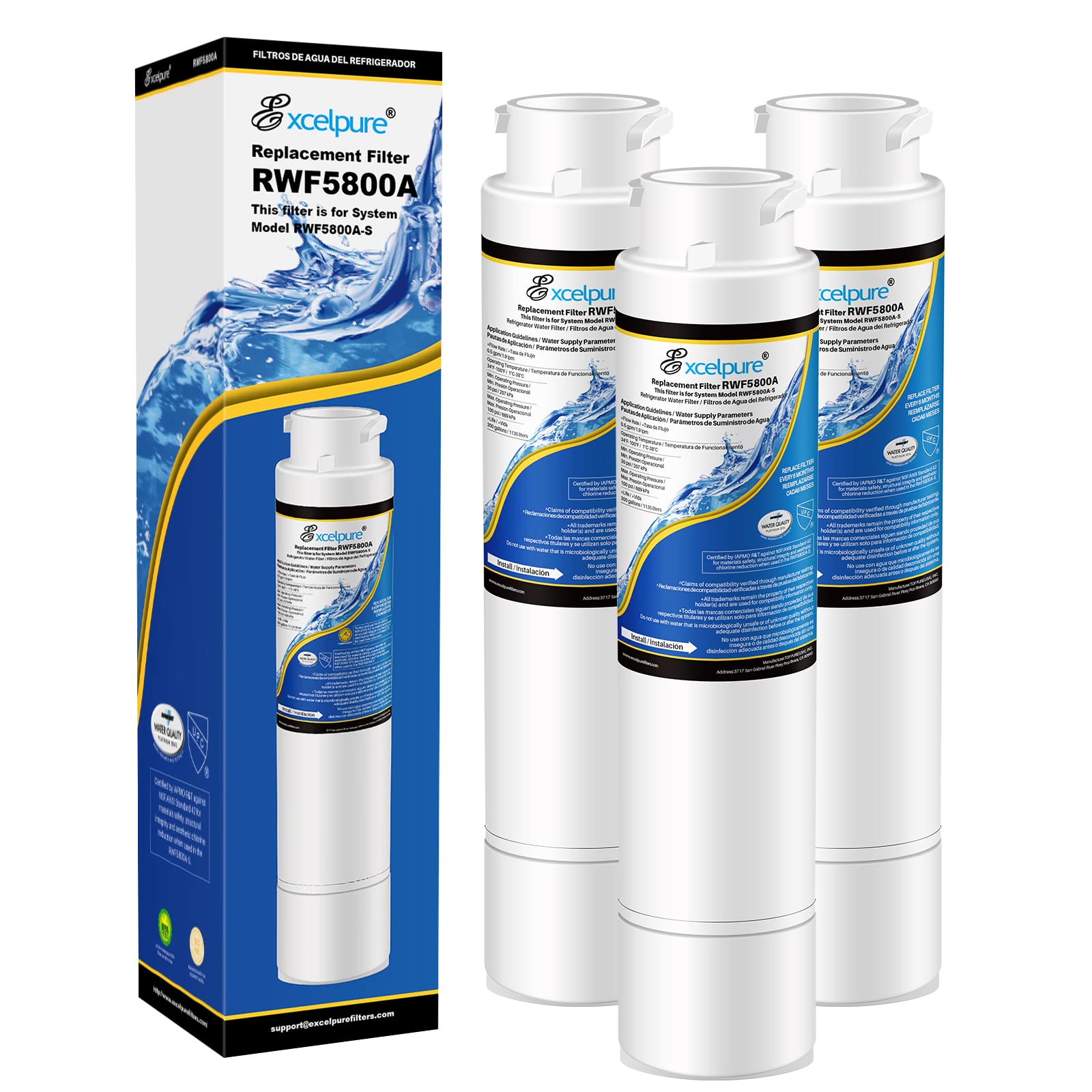 Refrigerator Water Filter, Compatible with Frigidaire EPTWFU01, EWF02, Pure Source Ultra II, 3PACK