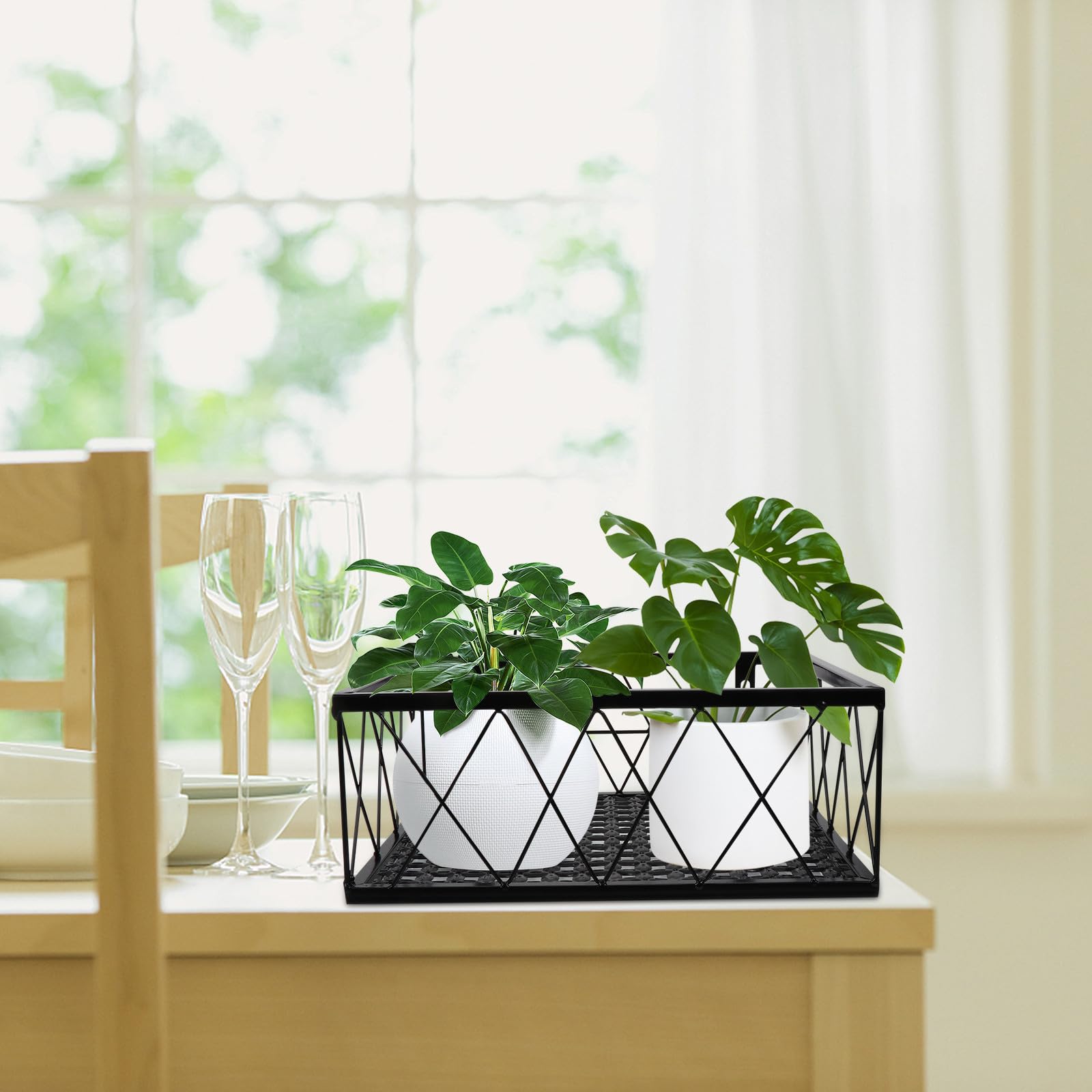 Supporto per Vasi da Balcone in Metallo Nero, Robusto e Decorativo