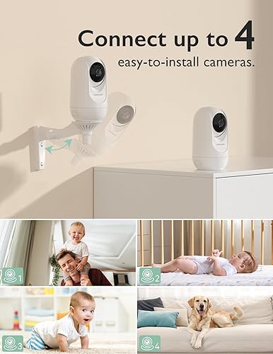 Miniatura 7 de Momcozy Monitor de bebé BM01 Unidad de cámara complementaria, resolución HD 1080P, cámara panorámica con zoom inclinable, cámara de monitor de bebé