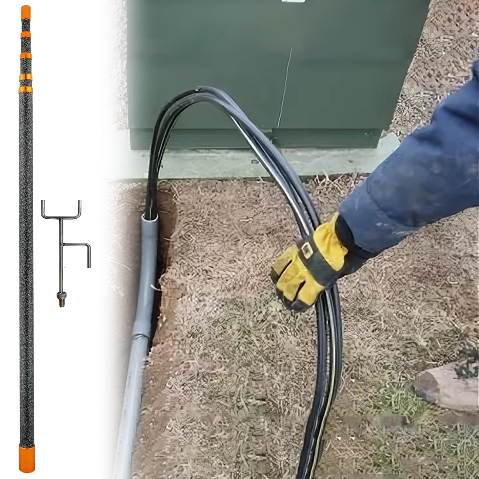 Palo de Soporte de Cable Aislado Soporte portátil Aislado para Cables eléctricos, Poste telescópico de Fibra de Vidrio Aislado para Cables de 45 kV, no Conductor y Duradero(Style 1,4m/13.1 ft)