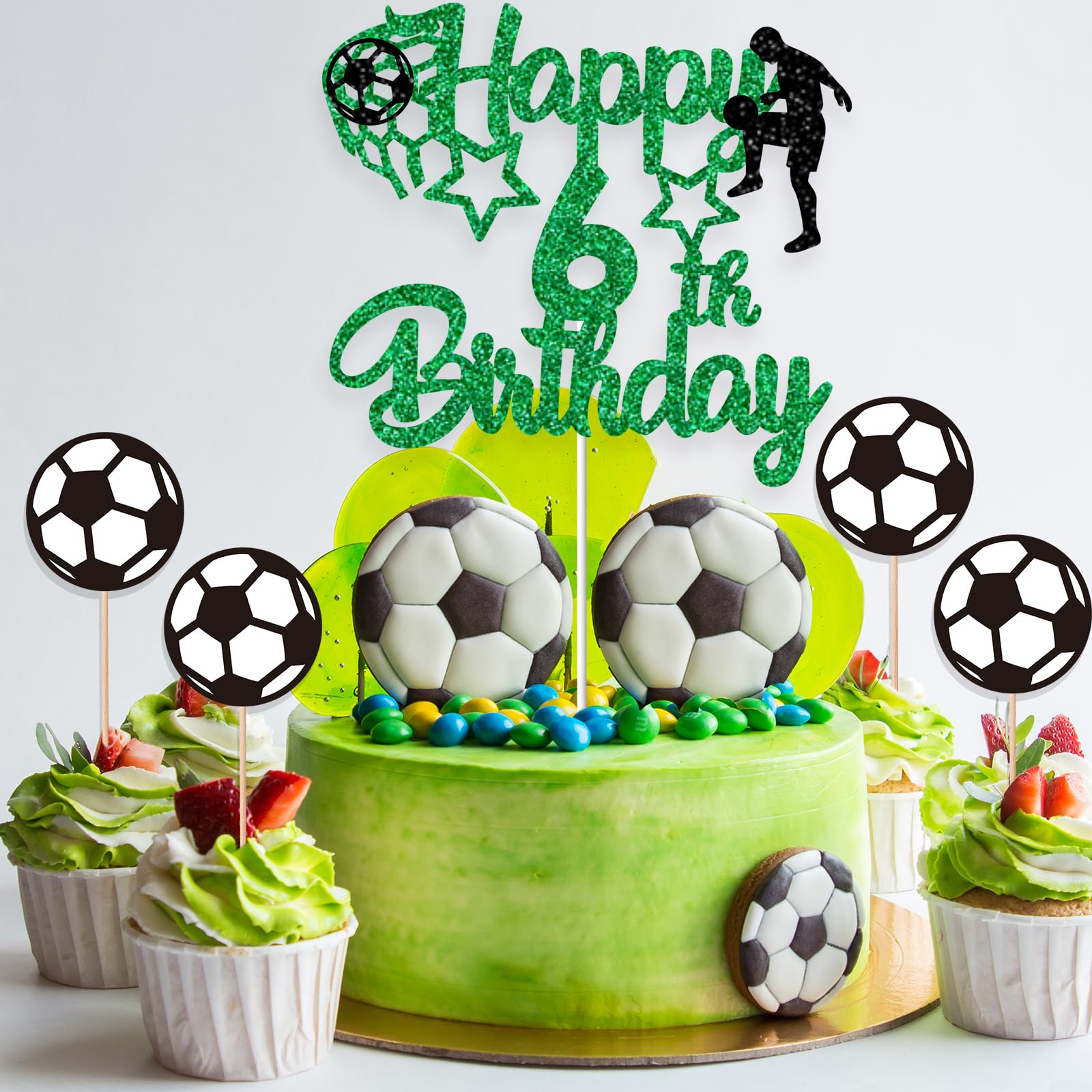 Candela Numero 5 a Pallone Calcio 3D Verde - Candele di Compleanno per Torta - Decorazione Torta Topper per Feste a Tema Calcio, Compleanni Bambini e Neonati
