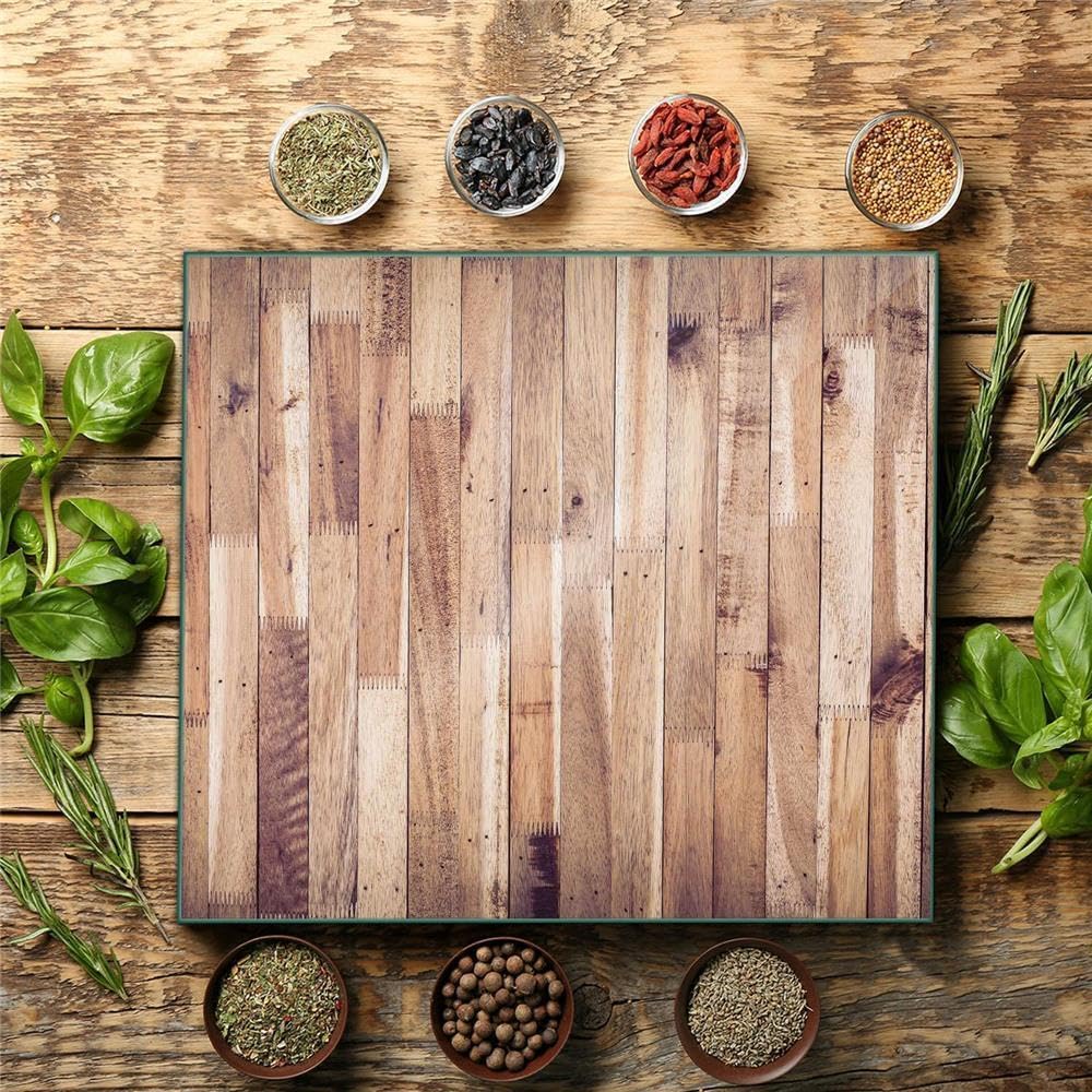 Herdabdeckplatte Abdeckung Ceranfeld Abdeckplatte Schneidebrett 1-Teilig 60x52 Bretter Holz Braun Spritzschutz Glasplatte Ceranfeldabdeckung Schutz Herdschutz Sicherheitsglas Glasschneidebrett
