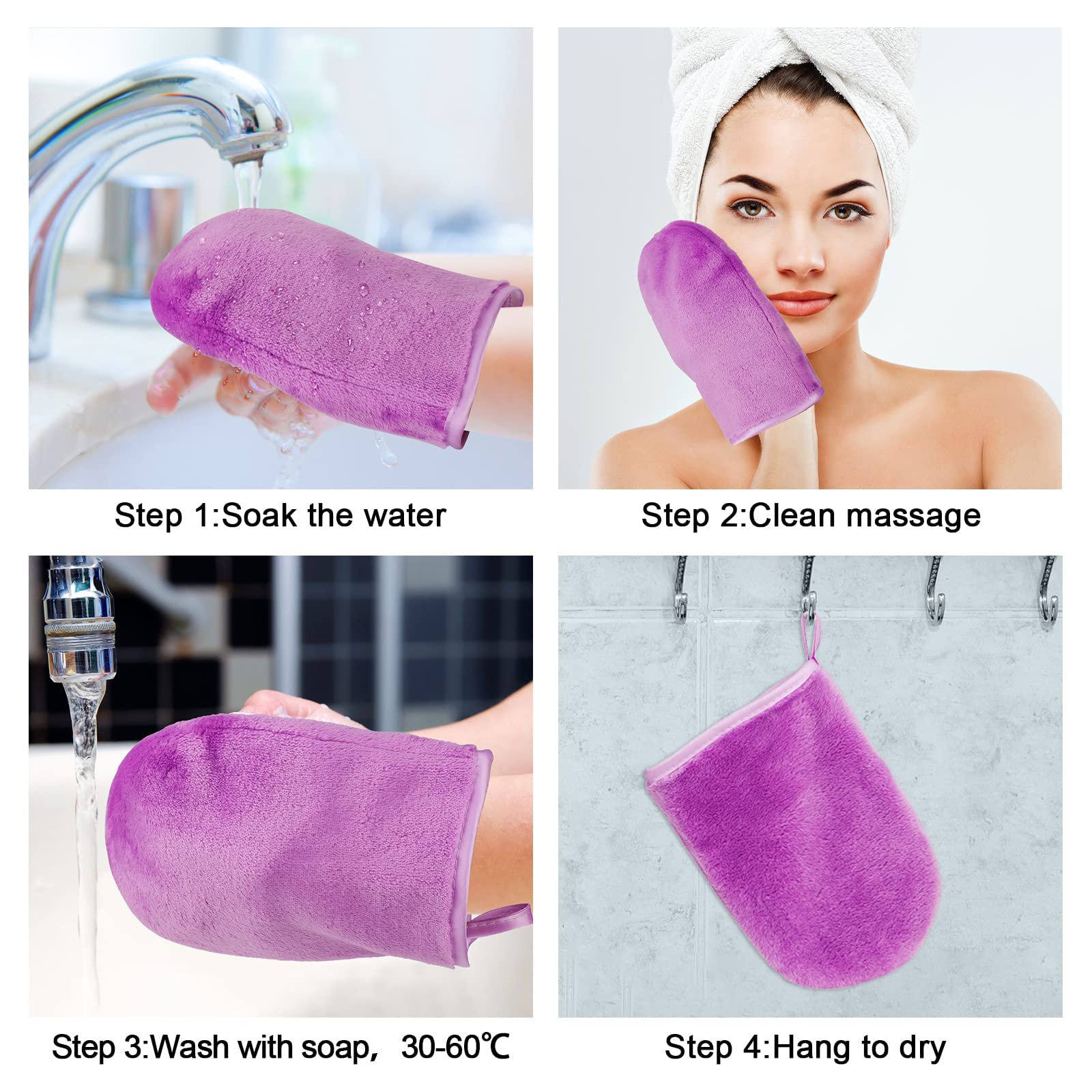 Lot De 8 Gants De Toilette En Microfibre - Doux Et Absorbants Pour Démaquillage, Nettoyage Visage Et Bébé - Réutilisables