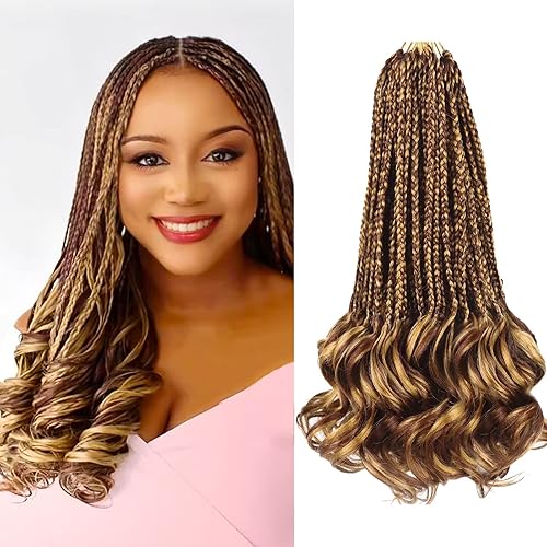 Miniatura 5 de Goddess Box - Trenzas de ganchillo de 10 pulgadas, color 24, rizado francés, trenzas de ganchillo preenlazadas, cabello trenzado francés sin nudos,