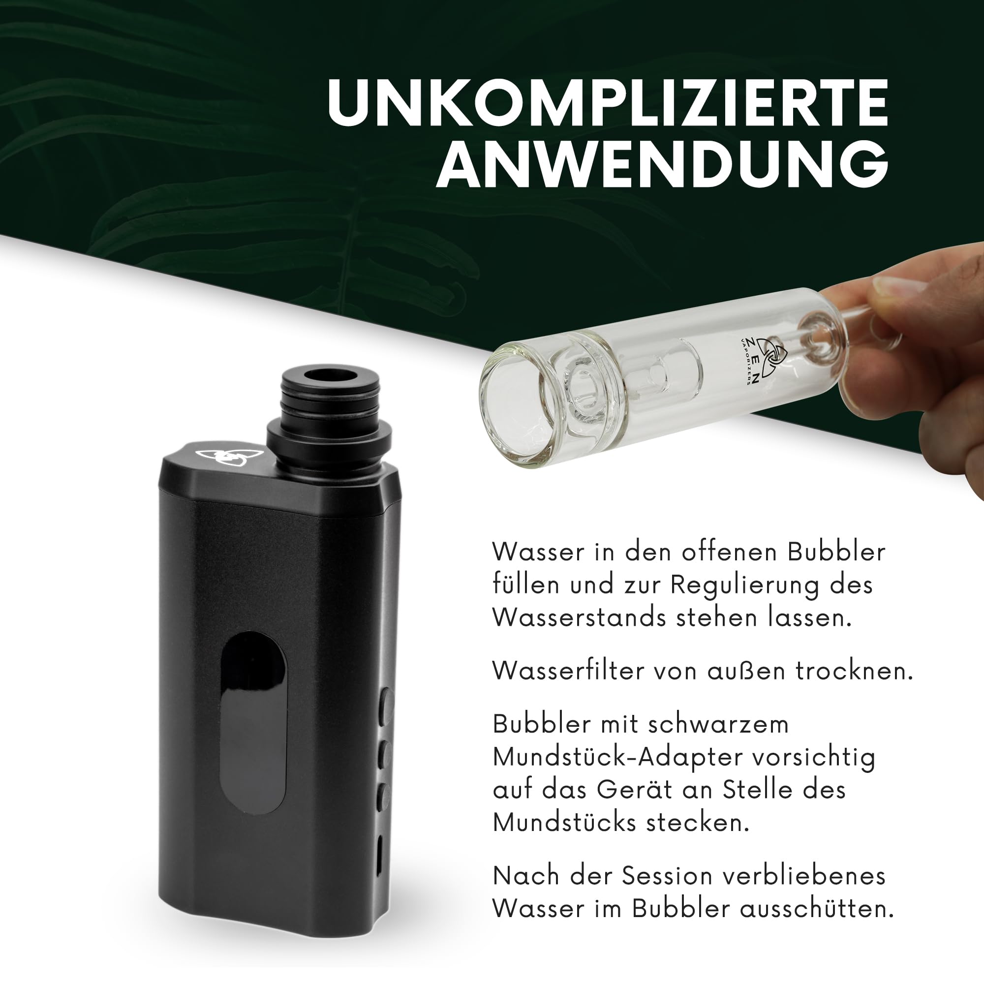 HIZEN Vaporizers Bubbler - Filtro de agua para Nanu / Vaporizer3000 (vidrio de borosilicato)