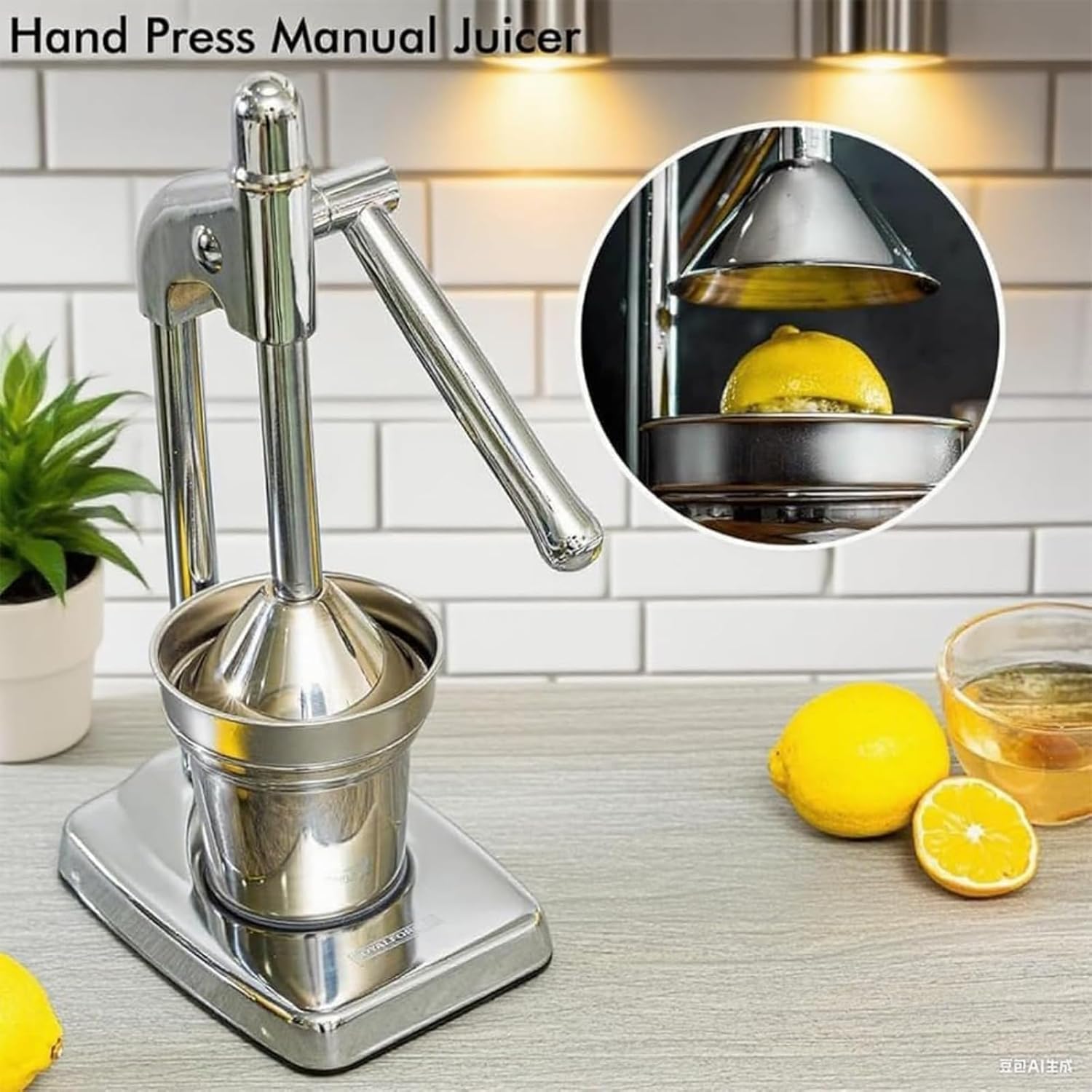 Cast Iron Juicer Hand Press, Stainless Steel Lemon Squeezer, With Non-skid Cup Baseeffort Saving Lever for Fresh Lemonade Orange Juice, Easy To Use, Home And Kitchen Essentials