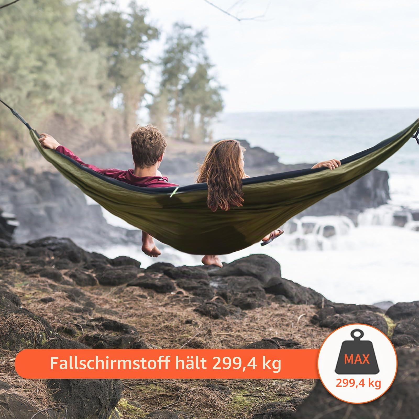 NewDoar Camping-Hängematte mit Moskitonetz und Regenfliegenplane, tragbare Einzel-Nylon-Fallschirmhängematte, Regenfliegen-Set, Baumgurte, Schaukelhängematte, Bett für Outdoor, Rucksackreisen